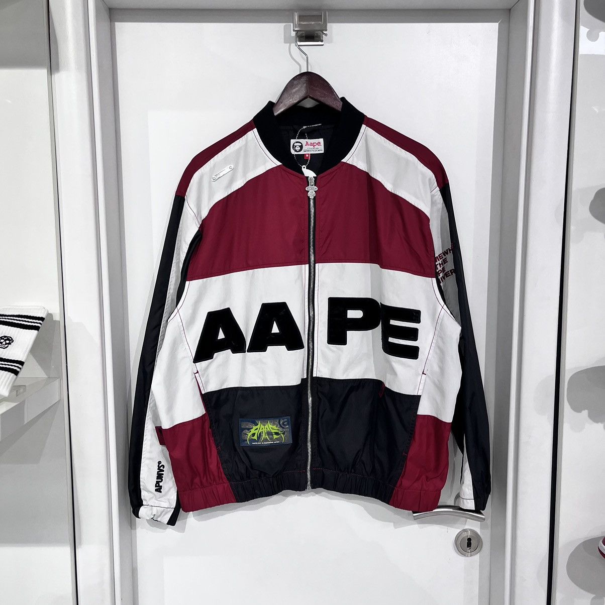 image of Aape Jacket in Black/White/Red, Men's (Size Medium)