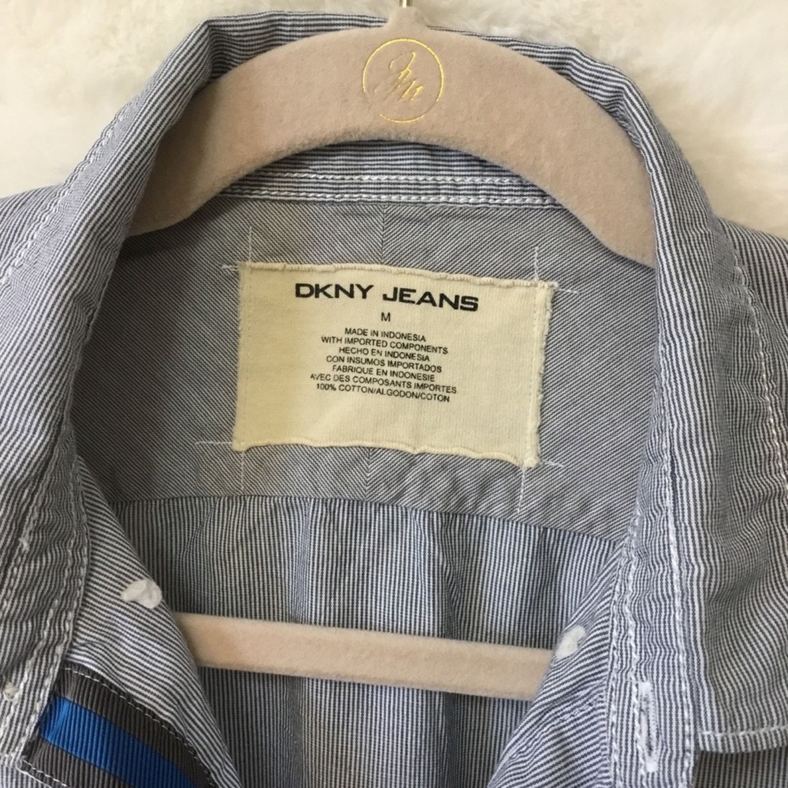 DKNY DKNY Jeans Blue Striped Button-Up Shirt Size M / US 6-8 / IT 42-44 - 3 Thumbnail