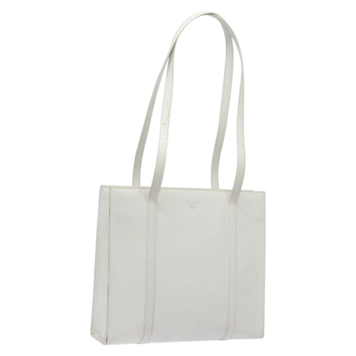 Prada Shoulder Bag Enamel White Auth Bs25439, Women's
