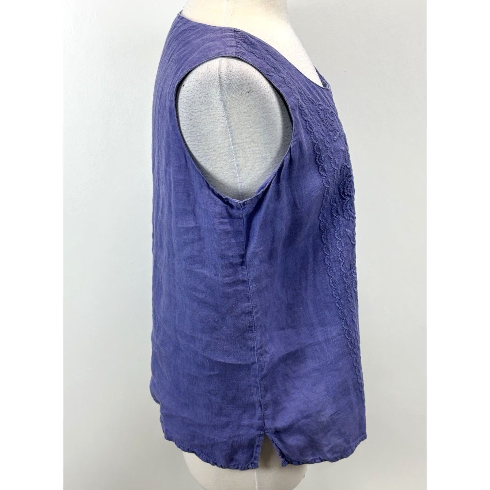 Vintage Karyn Seo Linen Embroidered Top Shirt Womens M Purple Boho Lagenlook Coastal Shirt Womens M Purple Boho Lagenlook Coastal Size M / US 6-8 / IT 42-44 - 4 Thumbnail