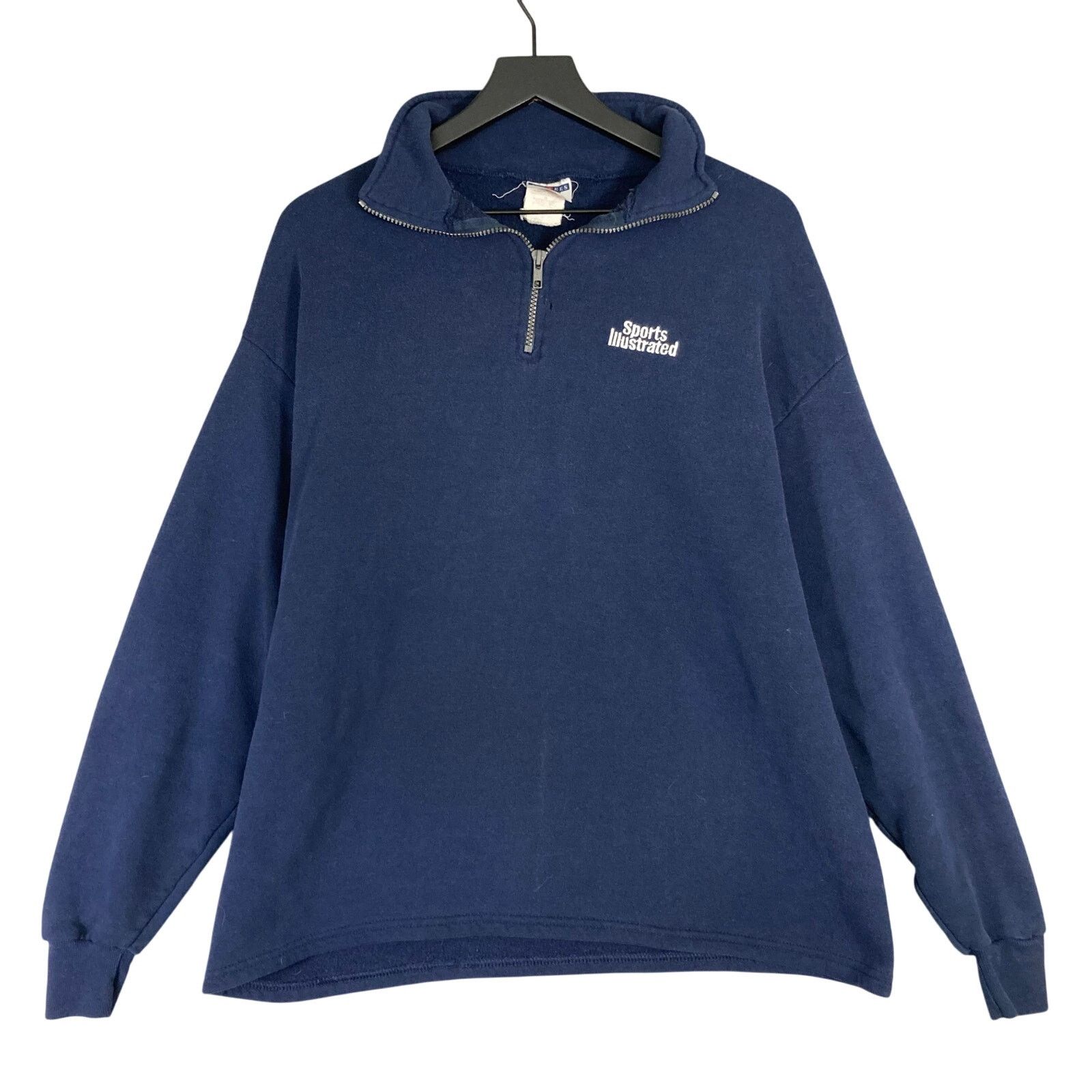Jerzees Vintage Sports Illustrated Men's XL Navy 1/4 Zip Sweatshirt Size US XL / EU 56 / 4 - 1 Thumbnail