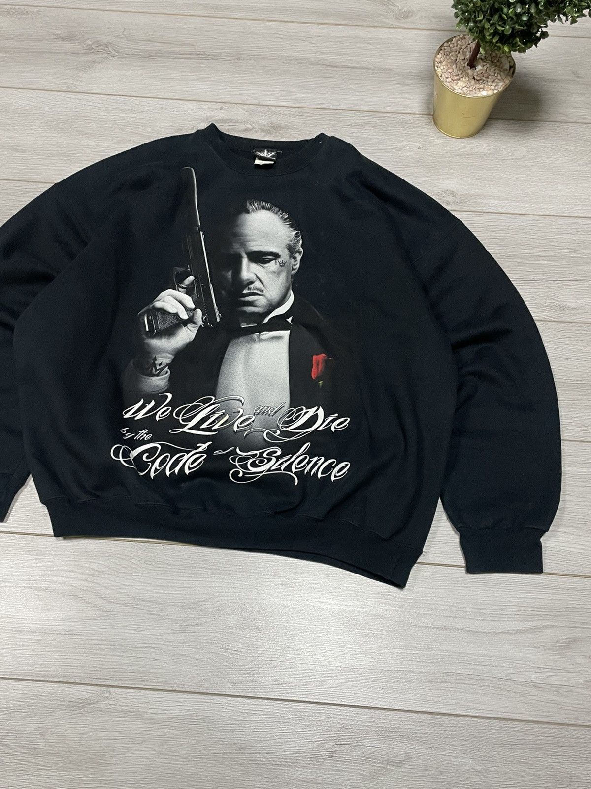 Vintage Don Corleone Mafioso USA The God Father bog print sweatshirt Size US XL / EU 56 / 4 - 7 Thumbnail