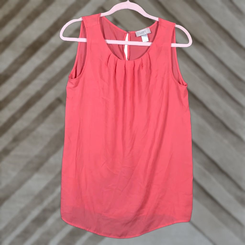 Loft LOFT Pink Pleated Crew Neck Sleeveless Blouse - Small, Women, Casual Workwear, Lightweight Polyester, Chiffon Size S / US 4 / IT 40 - 1 Thumbnail
