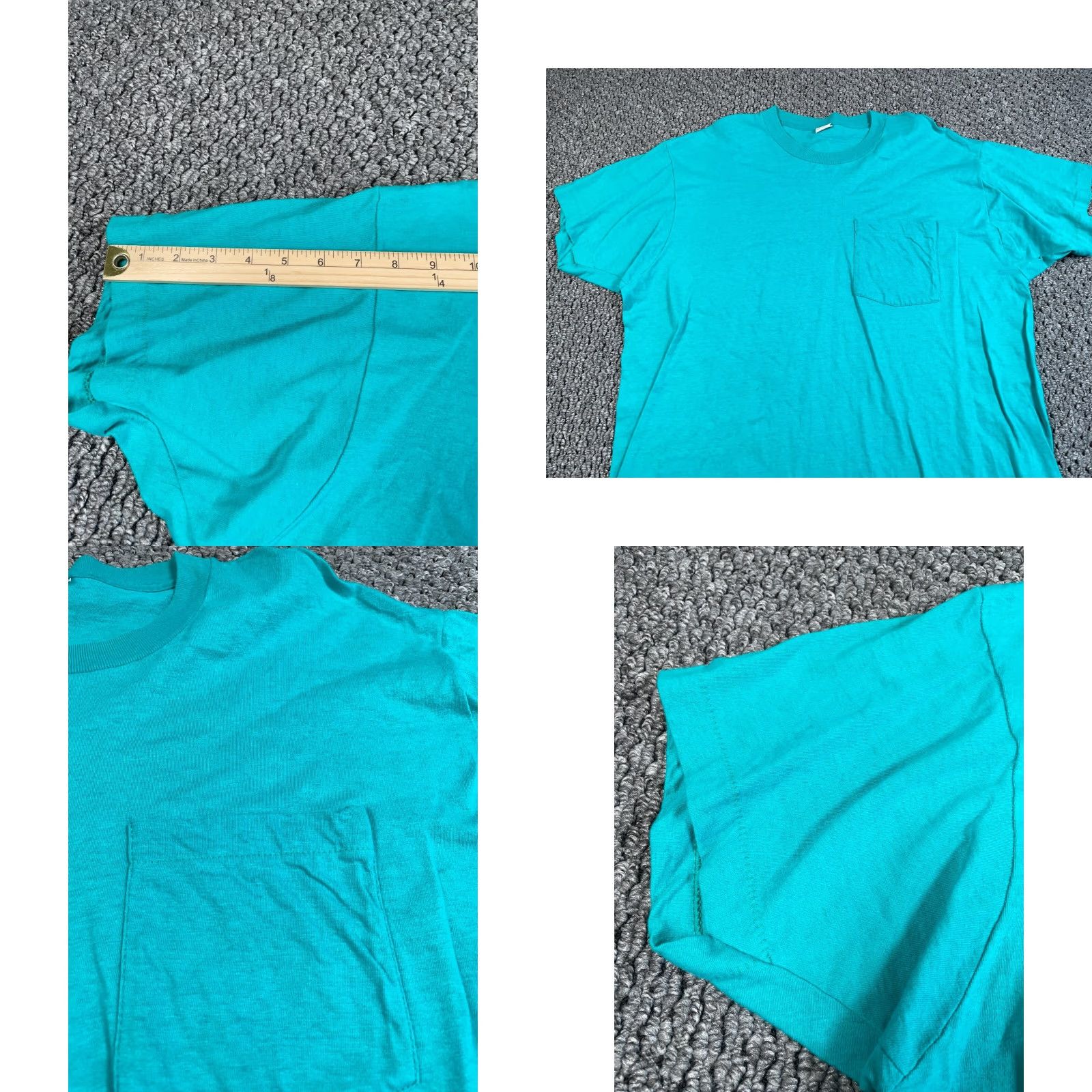 Vintage VTG B.V.D Solid Pocket T-Shirt Adult 2XL Turquoise USA Made Cotton Short Sleeve Crew Neck Mens 90s Retro Lightweight Single Stitch Size US XXL / EU 58 / 5 - 8 Thumbnail