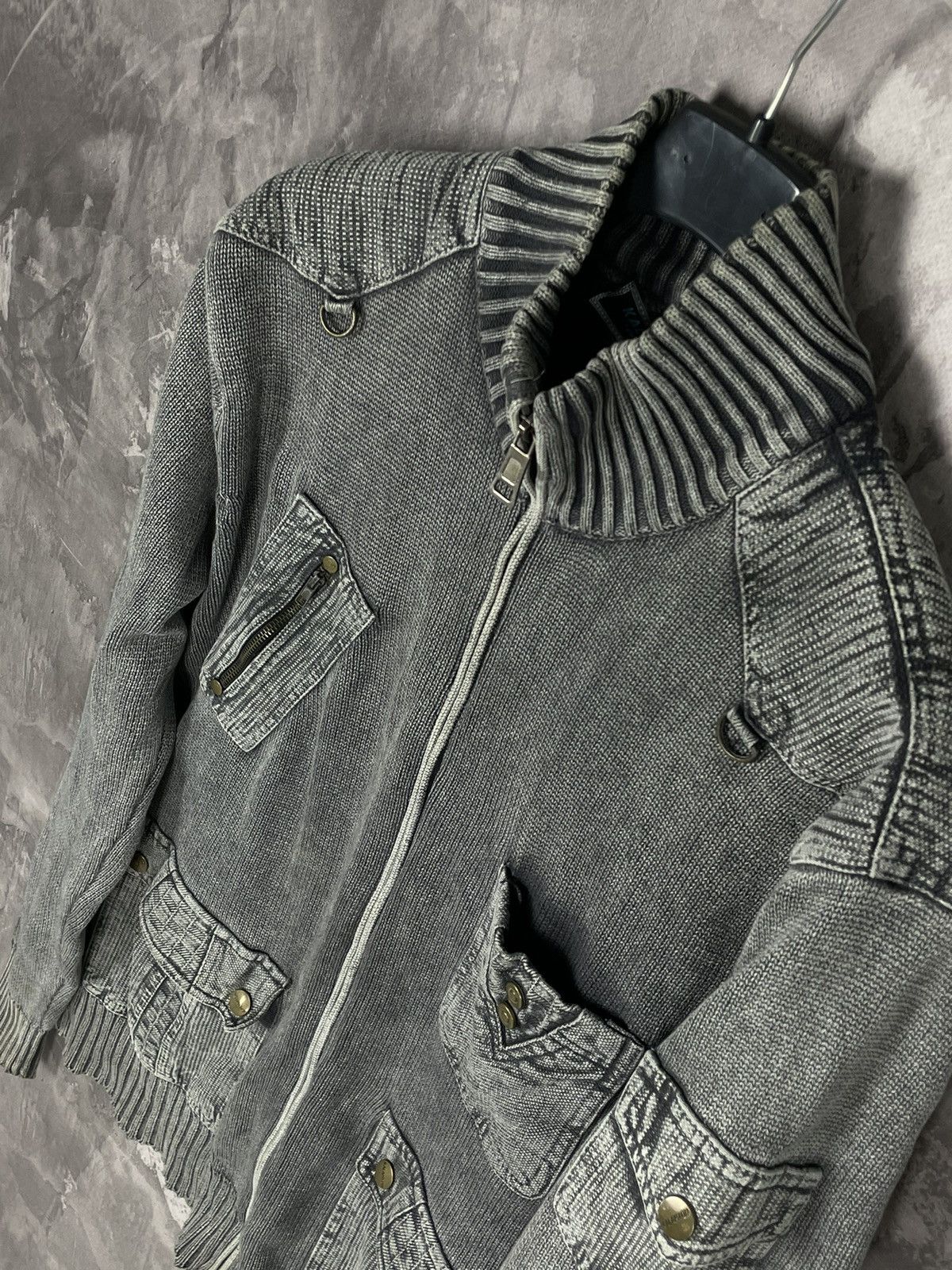 If Six Was Nine × Japanese Brand × Vintage Y2K VTG 90s Japanese style 3D striped knit sweater full zip Size US L / EU 52-54 / 3 - 9 Thumbnail