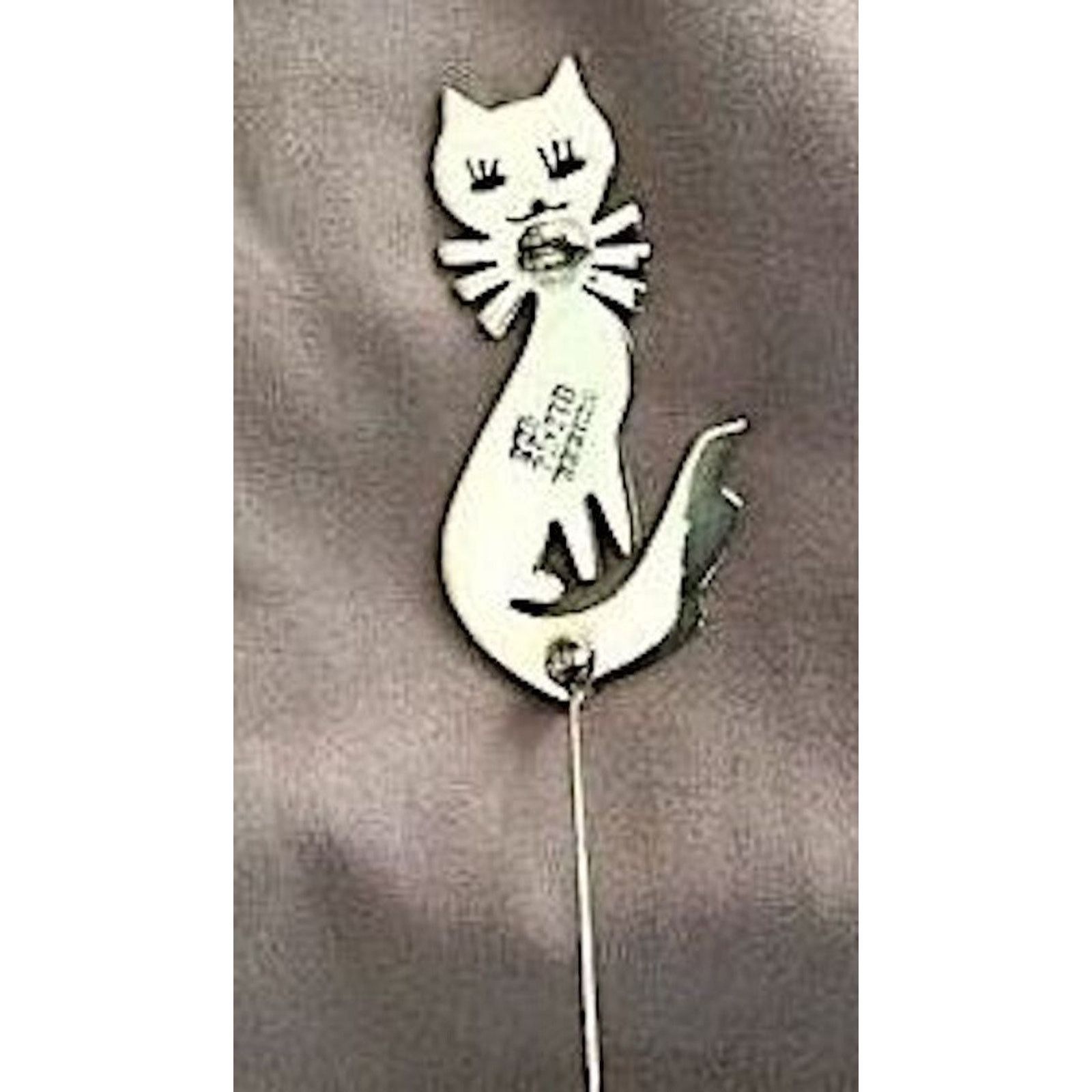 Other Cat Pin Sterling Silver .approx 2" length Size ONE SIZE - 5 Thumbnail