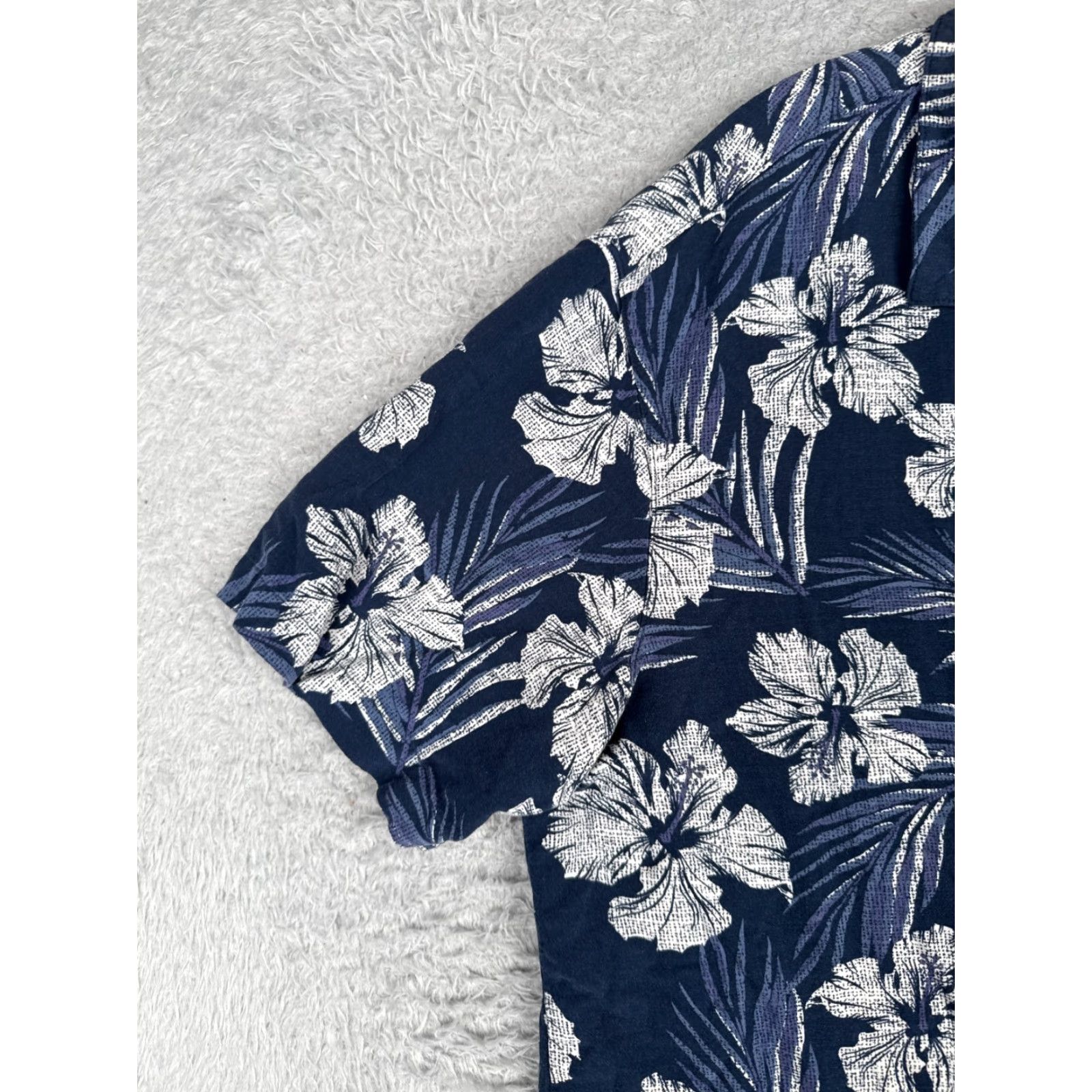 George George Shirt Adult Large Blue White Floral Leaf Button Up Hawaiian 100% Rayon Size US L / EU 52-54 / 3 - 3 Thumbnail