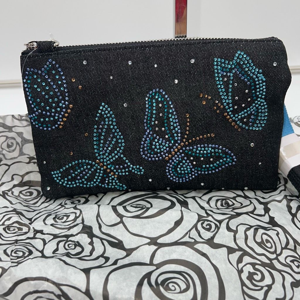 Brighton Brighton Black Denim Sparkle Butterfly Crossbody Bag with Original Tissue Paper Size ONE SIZE - 2 Thumbnail