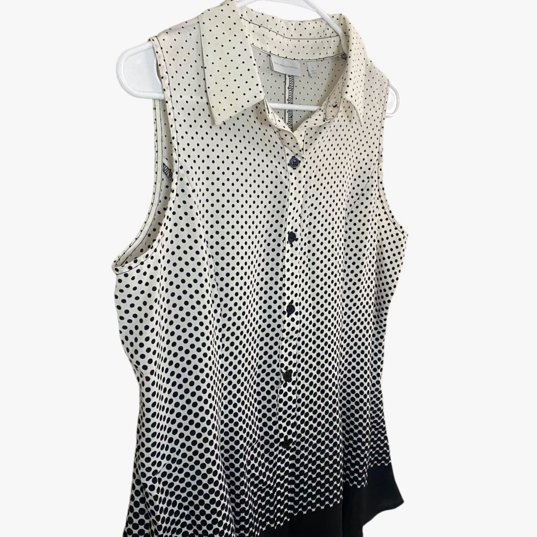 Vintage New York & Company Blouse Sleeveless Ombre Polka Dot Women's Medium White Black Size M / US 6-8 / IT 42-44 - 4 Thumbnail