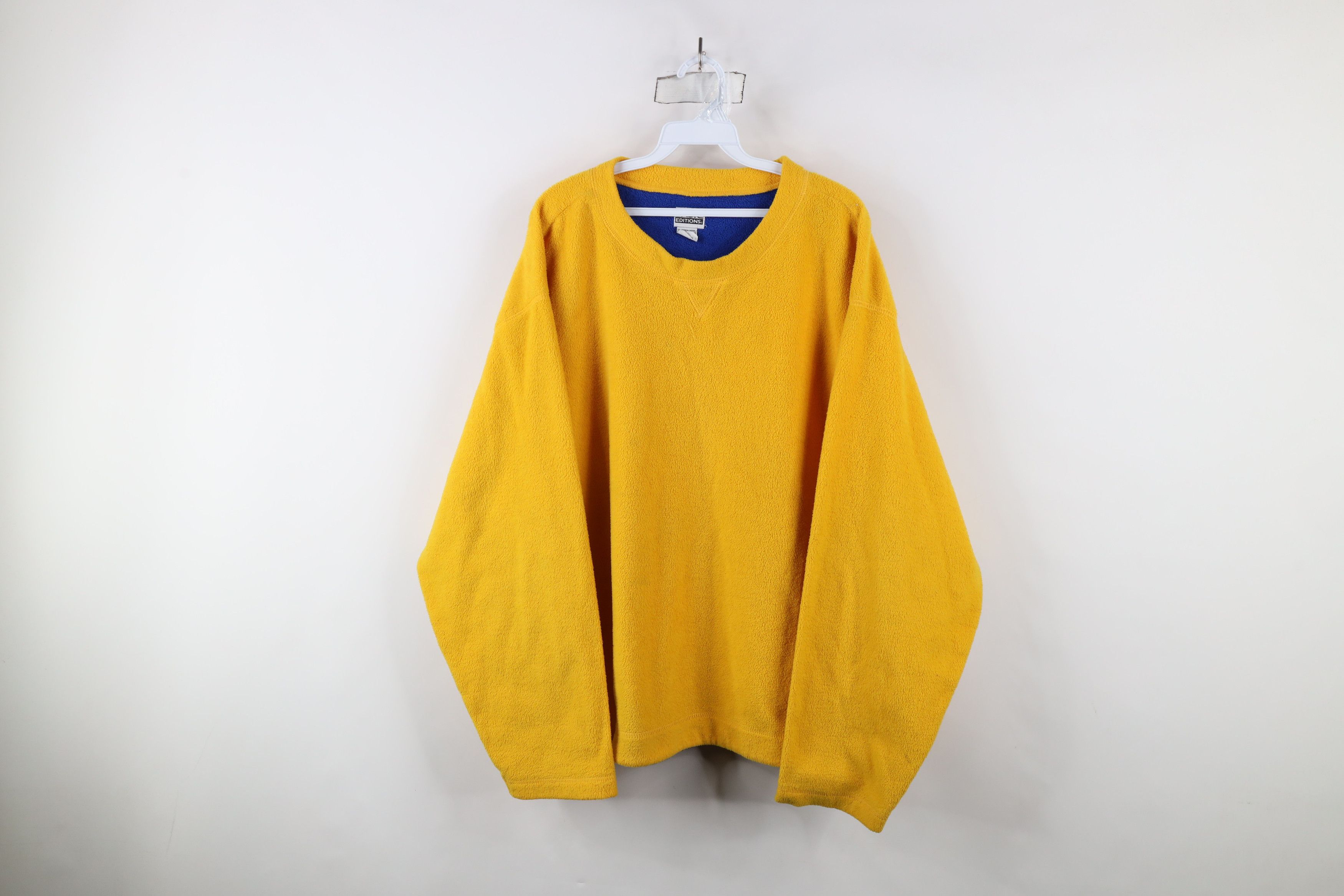 Vintage Vintage 90s Streetwear Blank Fleece Crewneck Sweater Yellow Size US XL / EU 56 / 4 - 1 Thumbnail