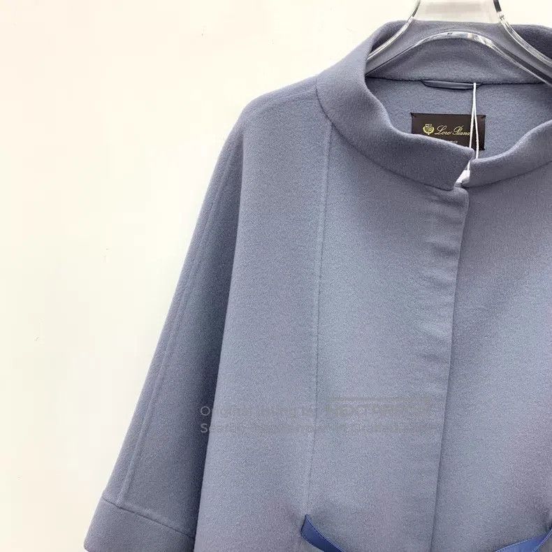 Loro Piana Loro Piana Blue Cashmere Funnel Neck Cloak Poncho Coat Size ONE SIZE - 3 Thumbnail