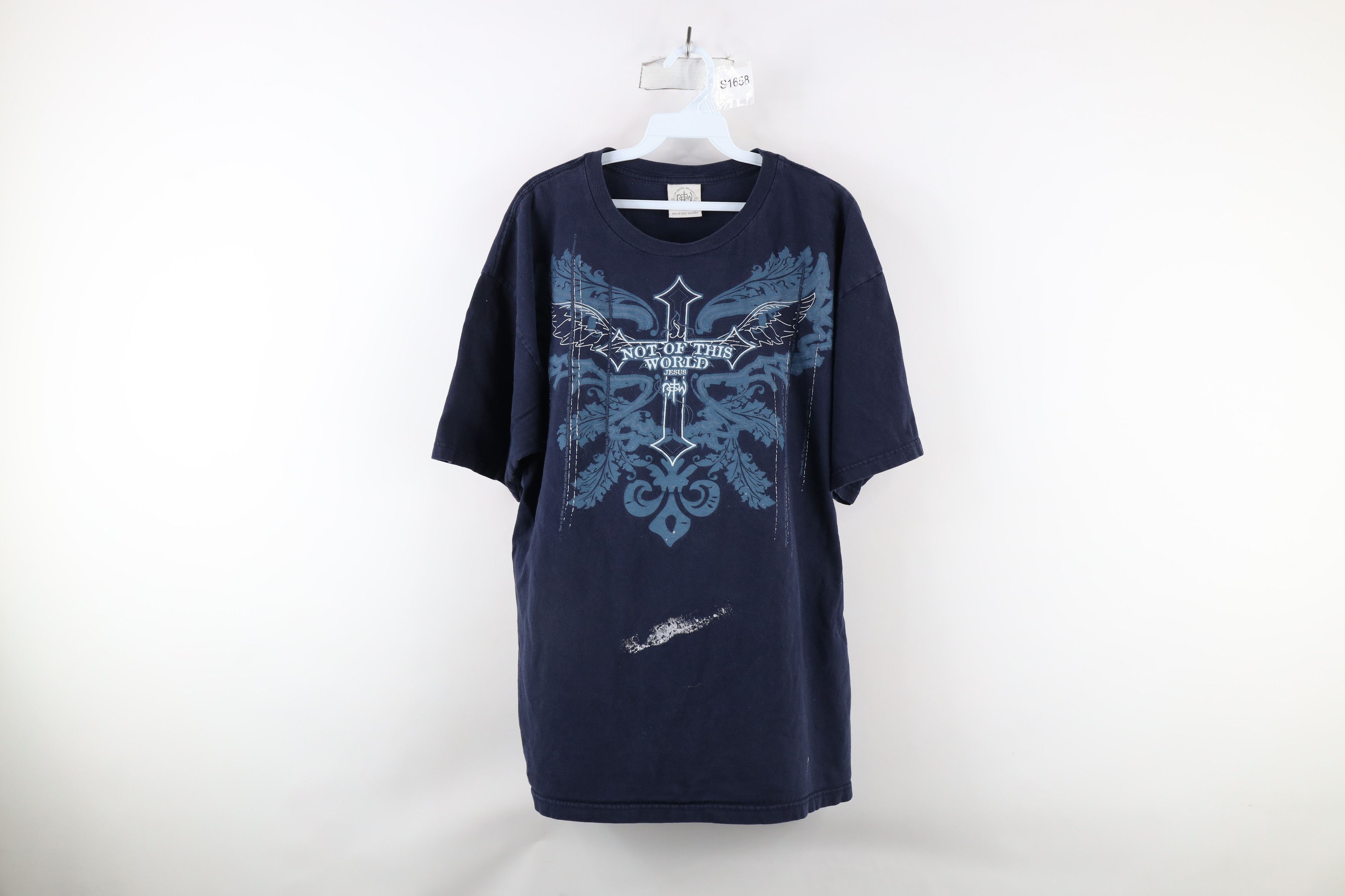 Vintage Vintage Y2K Streetwear This World Jesus Cross Wings T-Shirt Size US XXL / EU 58 / 5 - 1 Thumbnail