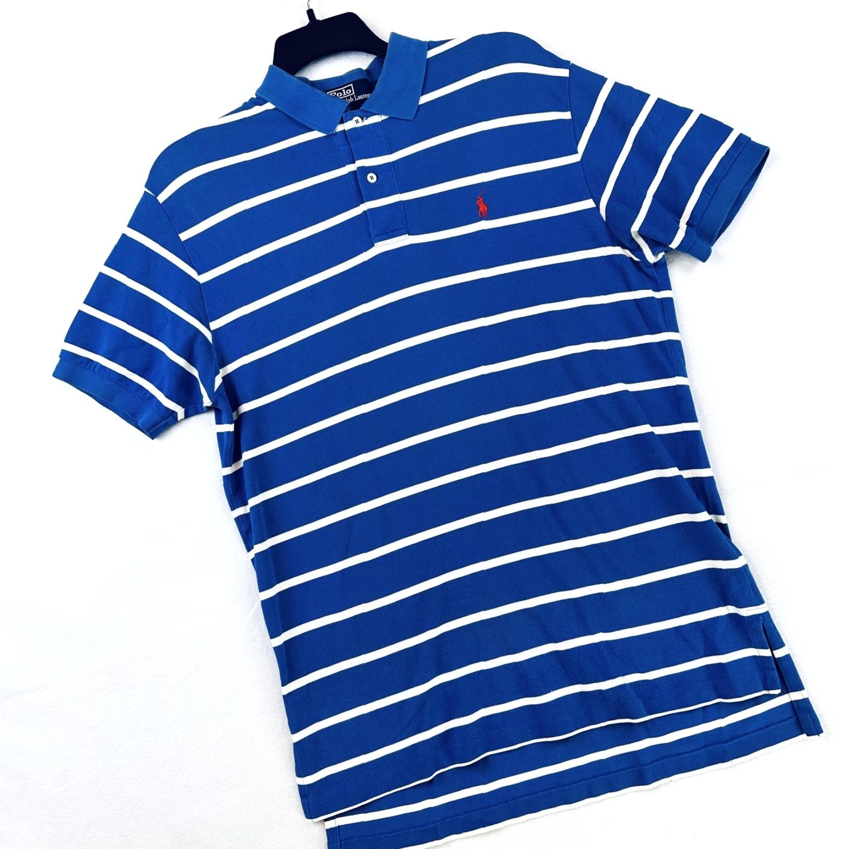 Polo Ralph Lauren VINTAGE Polo Ralph Lauren Polo Shirt Mens Large Blue White Striped Classic Fit Cotton Size US L / EU 52-54 / 3 - 2 Thumbnail