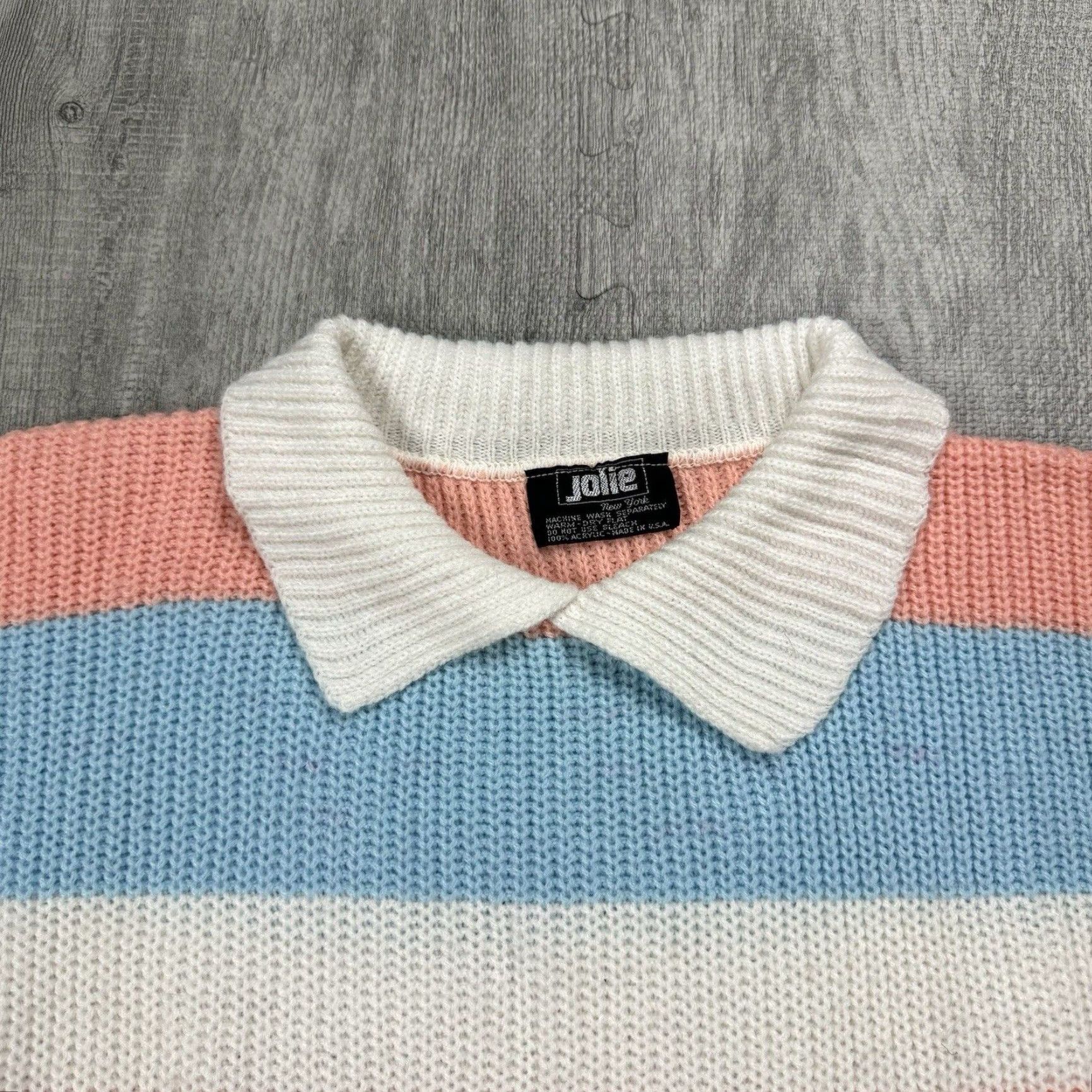 Vintage VINTAGE 70s 80s Women's Pastel Striped Collared Sweater All Seasons Knit Size M Size M / US 6-8 / IT 42-44 - 2 Thumbnail