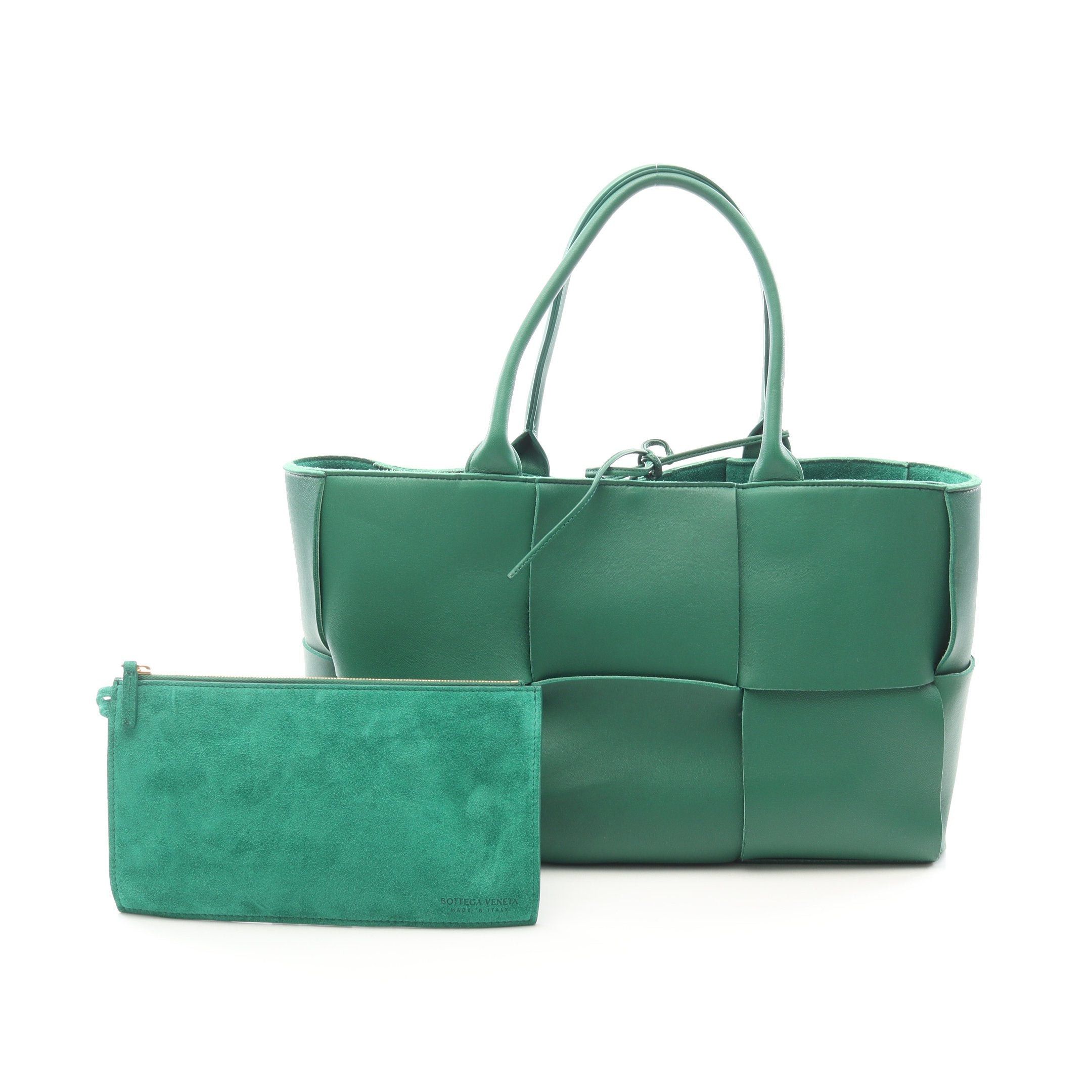 Bottega Veneta Arco Maxi Intrecciato Handbag Tote Bag Leather Green, Women's
