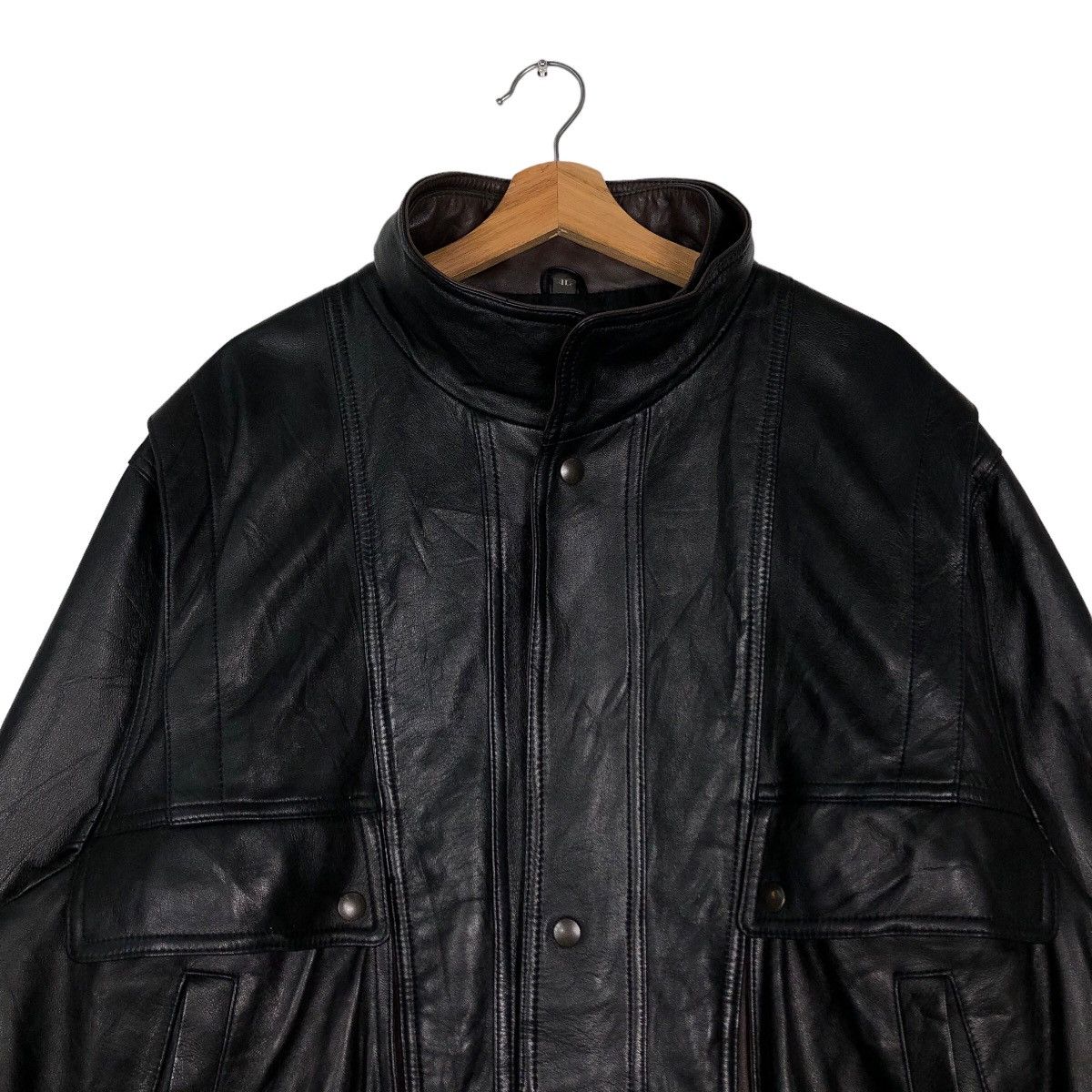Japanese Brand 🔥Vtg Bomber Jacket Leather Biker Wind Armor Nichiwa Japan Size US L / EU 52-54 / 3 - 3 Thumbnail