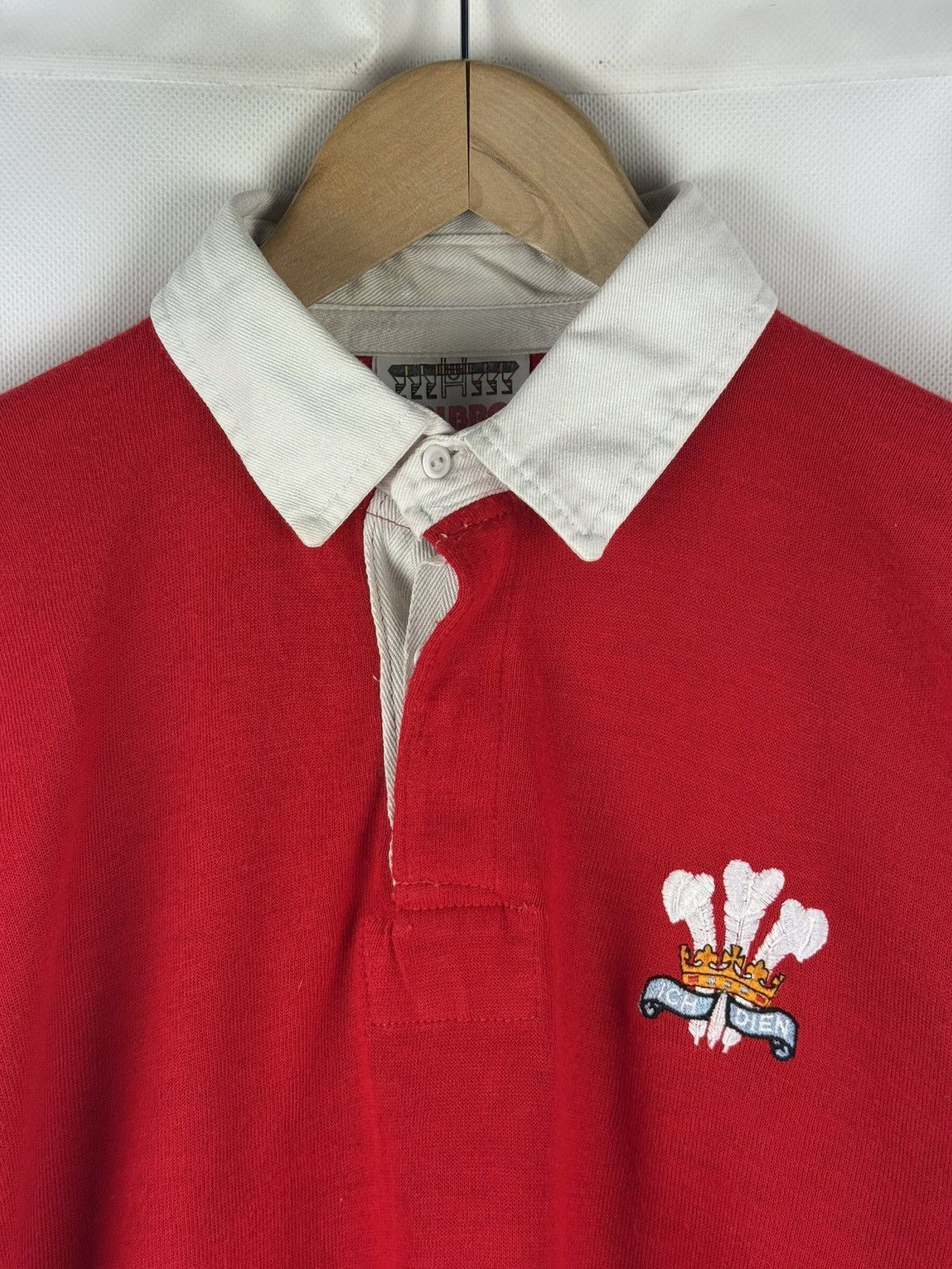 Vintage Vintage 80s Halbro Wales Rugby Union Ich Dien Jersey Shirt Size US L / EU 52-54 / 3 - 8 Thumbnail