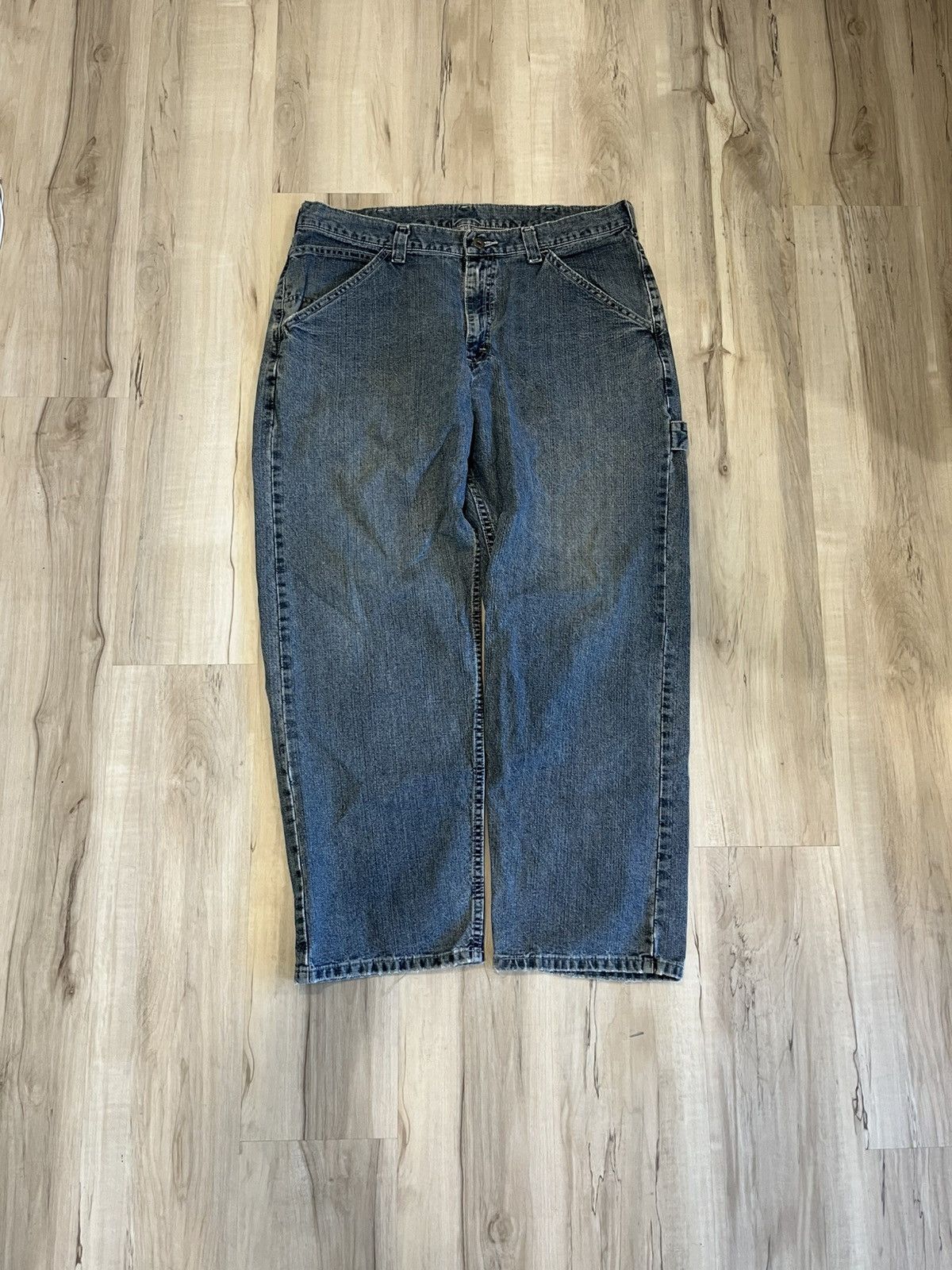 Lee × Vintage Y2K Lee dungaree wide leg carpenter pants Size US 36 / EU 52 - 1 Thumbnail