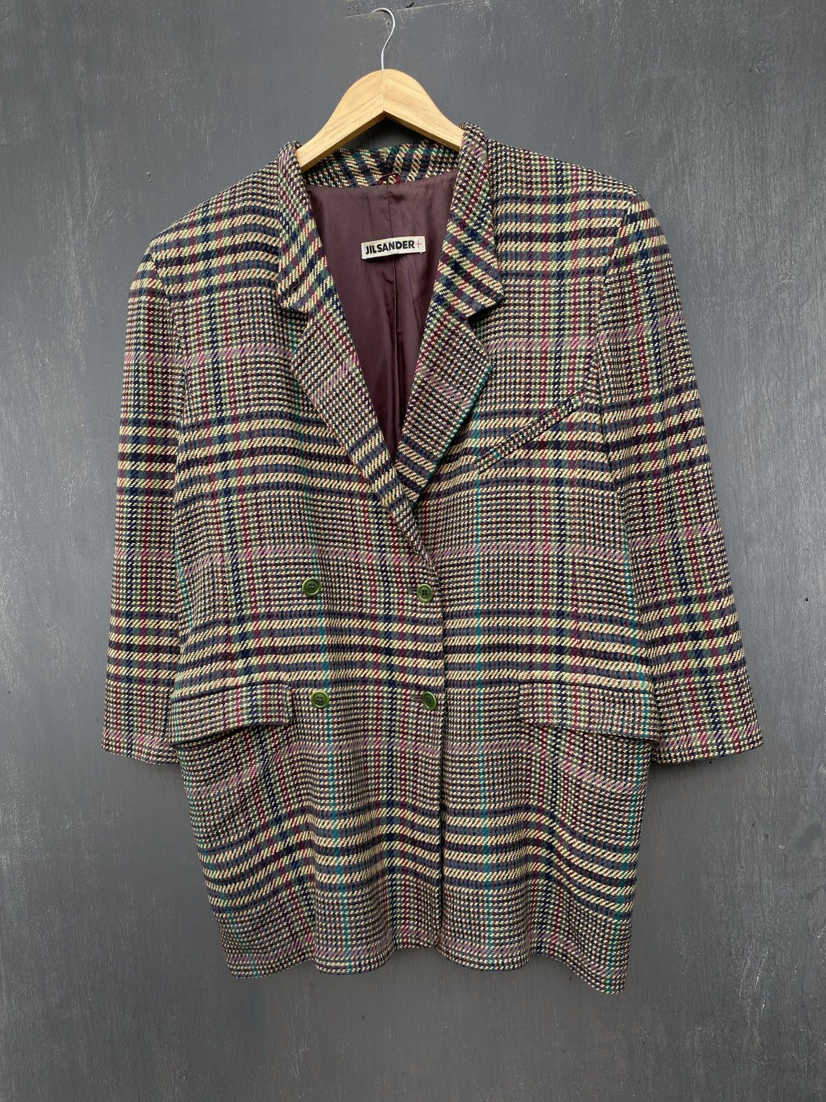 Jil Sander Vintage Plaid Wool/Cashmere Blazer Jacket Size 34