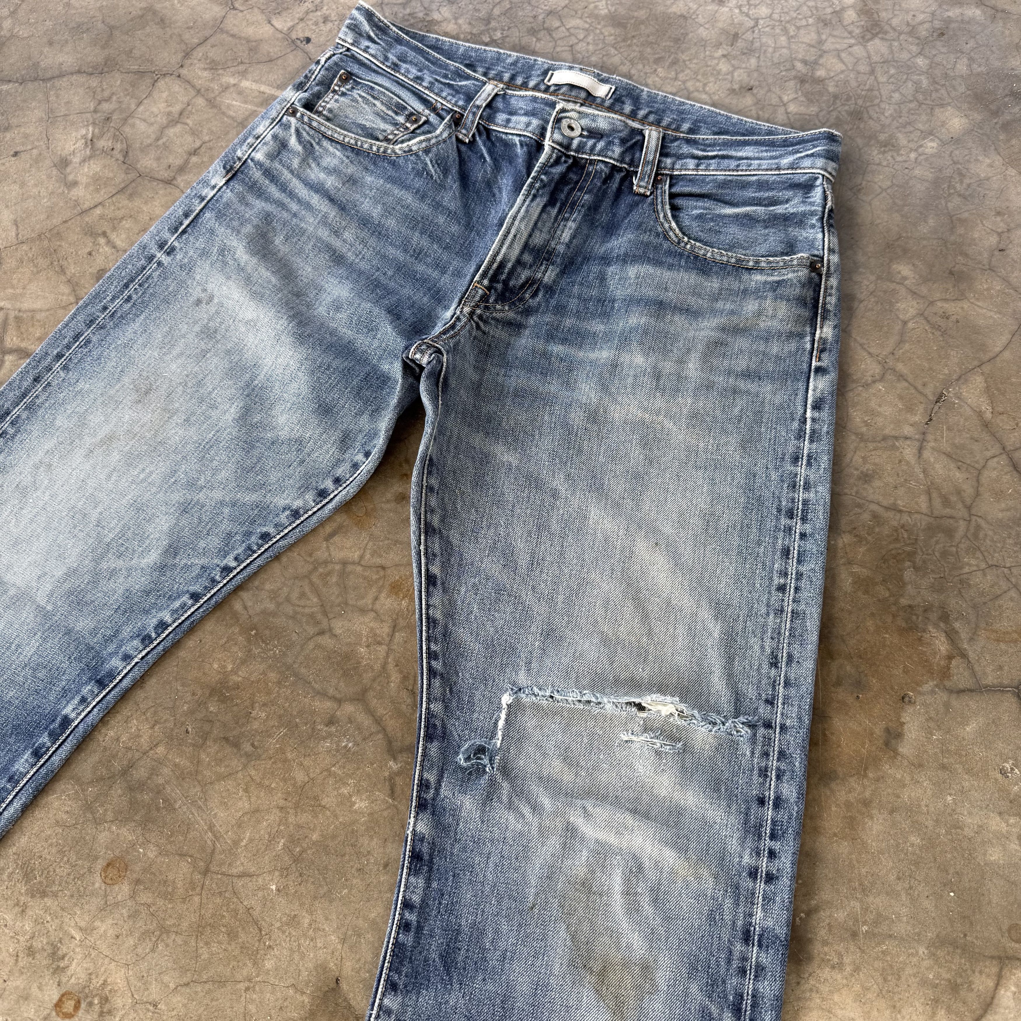 Japanese Brand W33x30 Vintage Japanese Selvedge Denim Faded Ripped Jean Size US 33 - 4 Thumbnail