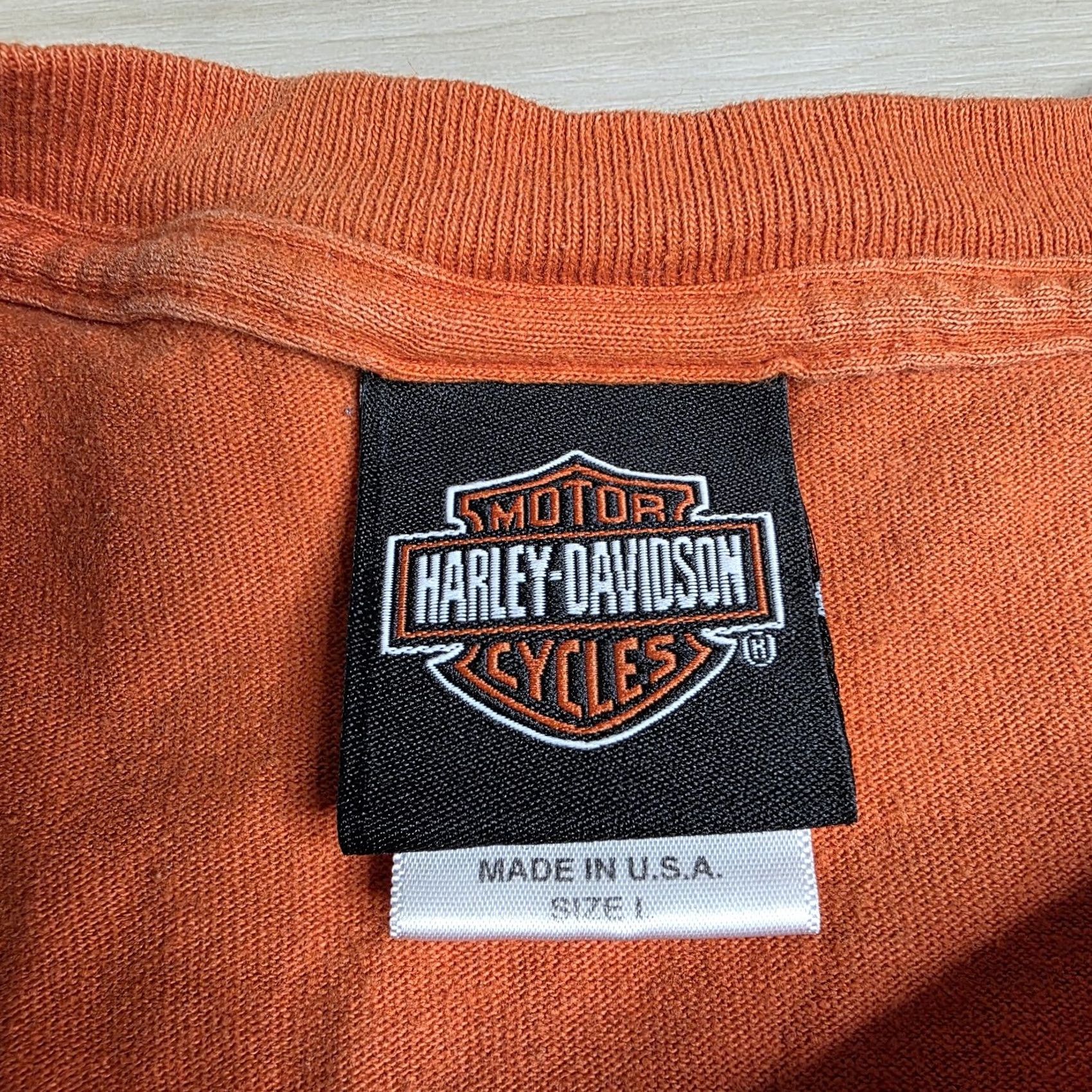Harley Davidson VINTAGE Harley-Davidson Shirt Mens L Orange Eagle Kuwait Pocket Made USA 90s Size US L / EU 52-54 / 3 - 4 Thumbnail