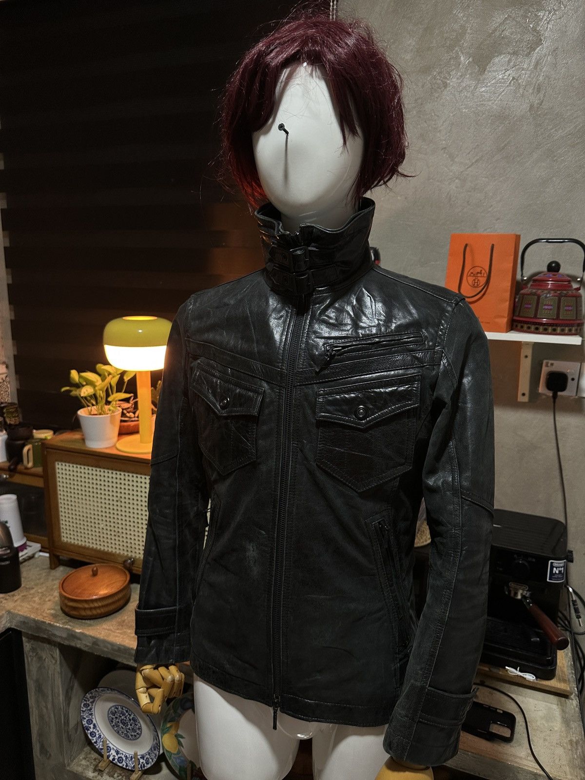 14th Addiction 2000s A.S.M Japanese Brand Gas Mask Leather Jacket (Buffalo) Size US M / EU 48-50 / 2 - 2 Thumbnail