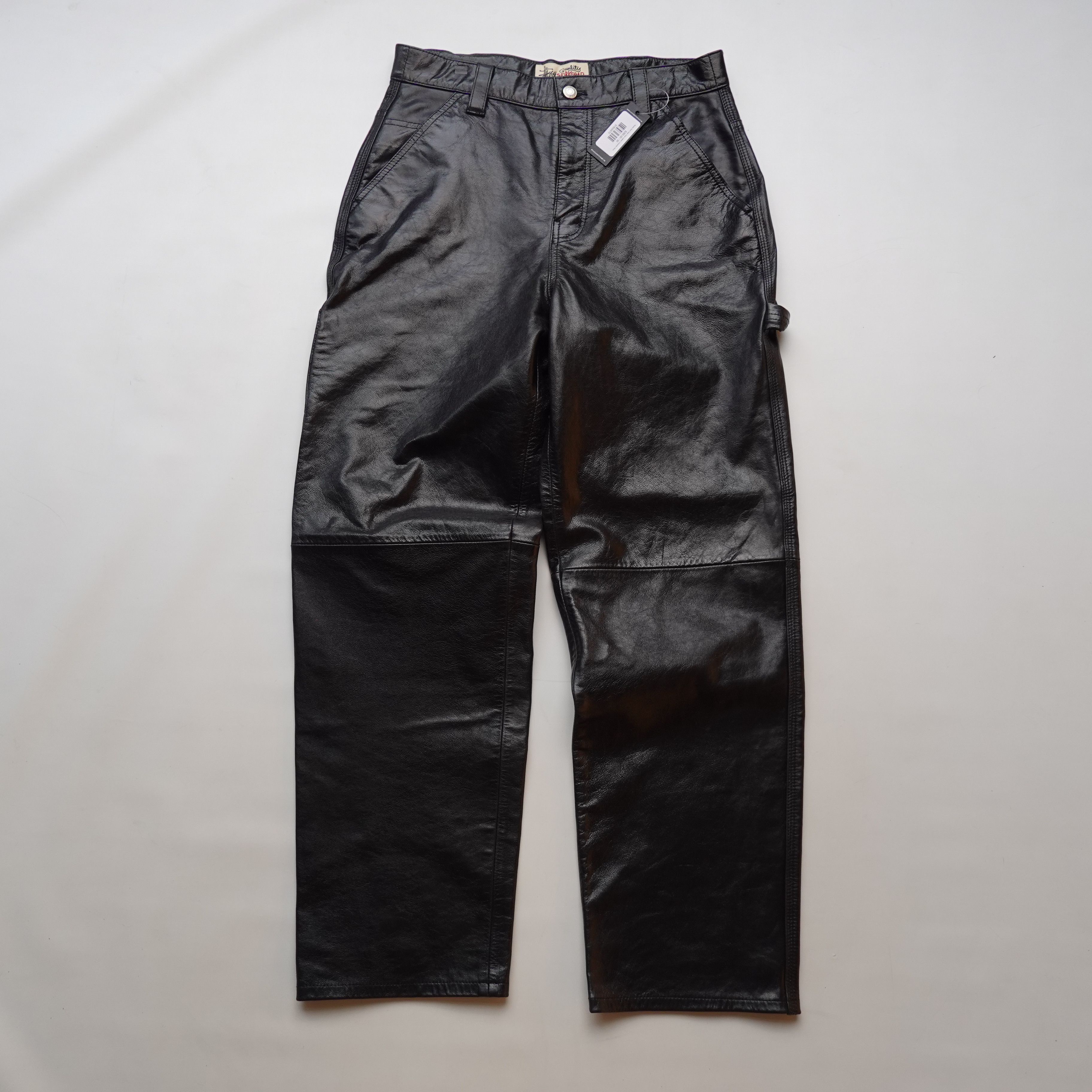 Stussy Stussy Distressed Leather Work Pants Brown Size 34
