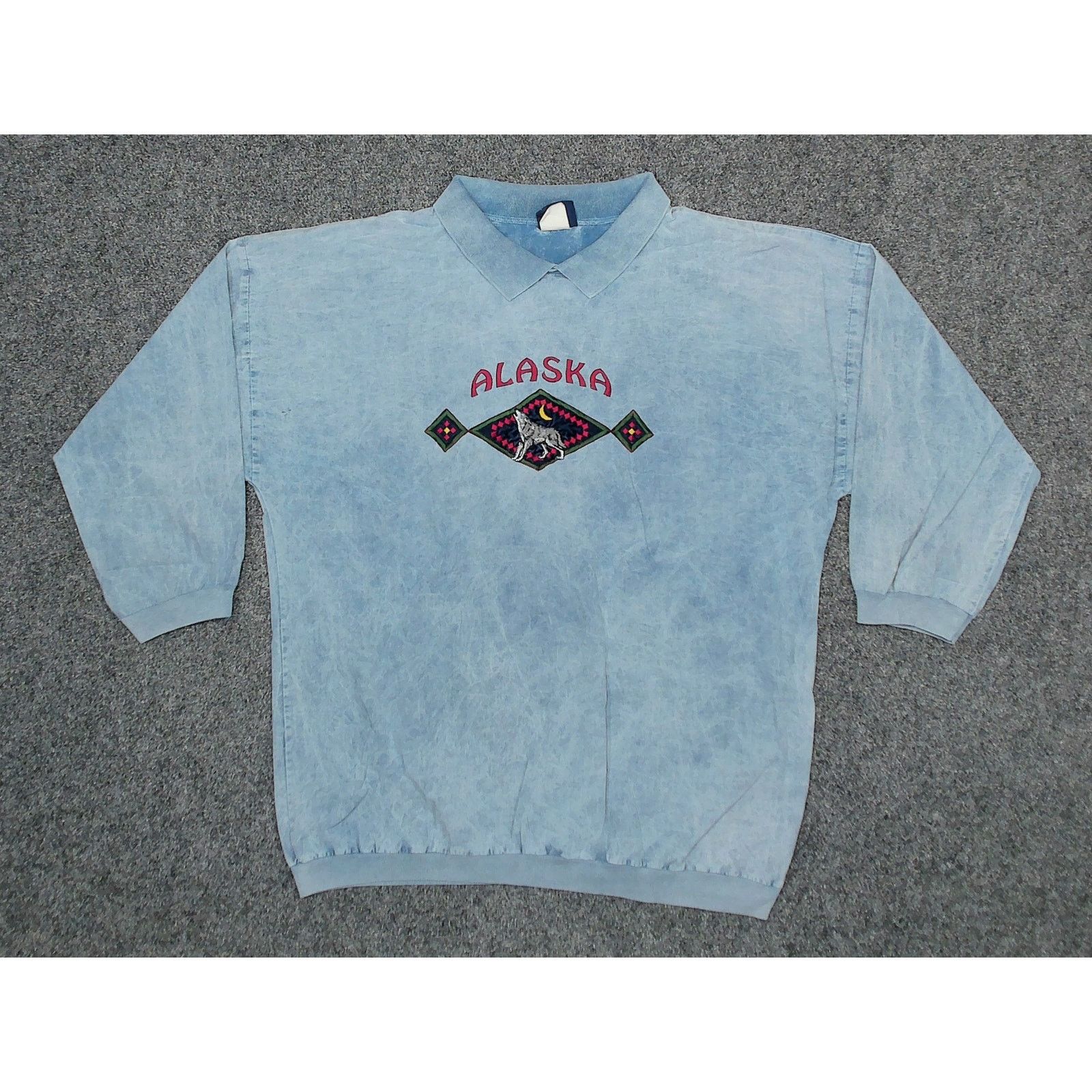 Vintage 90s Oarsman Alaska Wolf Ombre Knit Polo 3/4 Sleeve Boxy XXL Size US XXL / EU 58 / 5 - 3 Thumbnail
