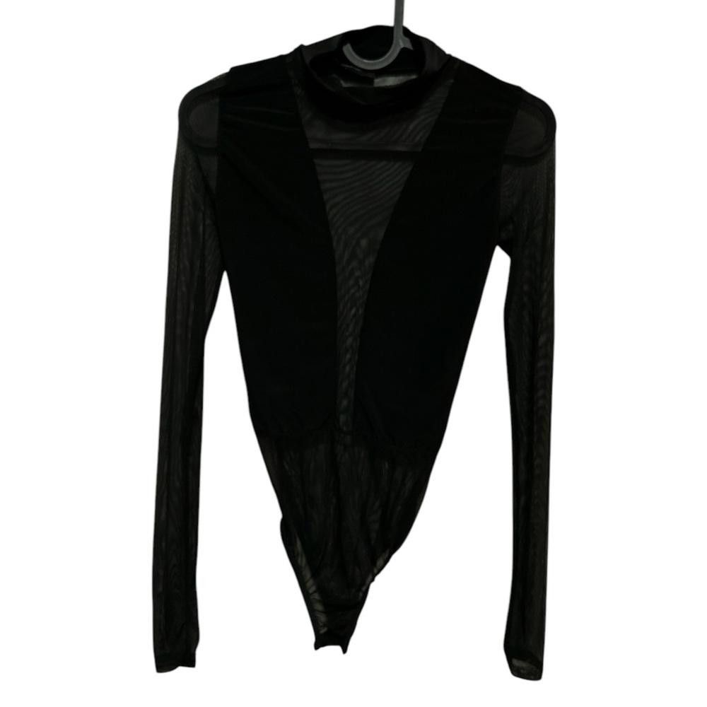 Designer PrettyLittleThing Black Mesh Bodysuit Size 4 Size S / US 4 / IT 40 - 1 Thumbnail