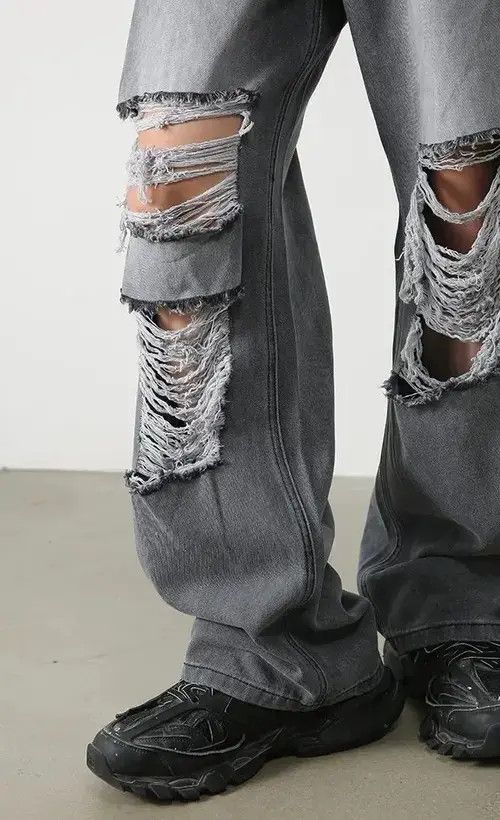 Jean Harajuku Ripped Jeans Men Wide Leg Size US 30 / EU 46 - 3 Thumbnail