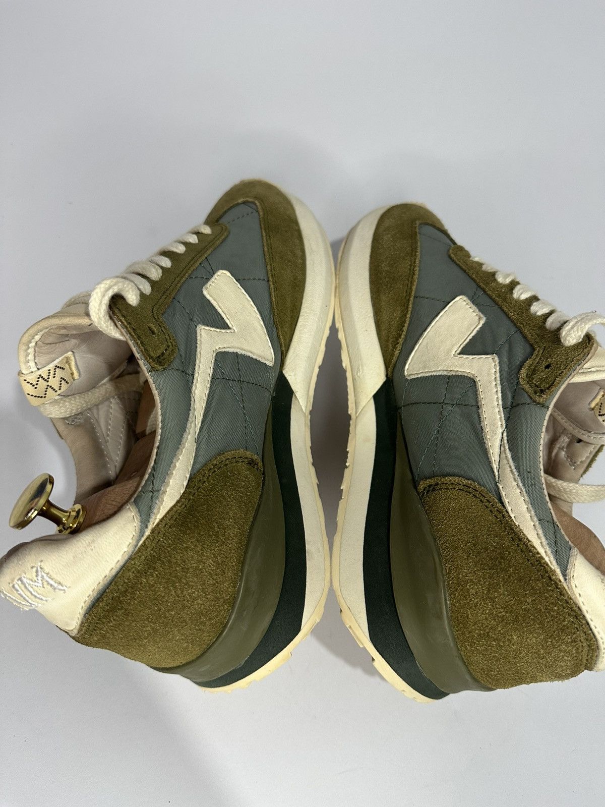 Visvim Visvim FKT Green Suede Leather Trimmed Nylon Runner Sneakers Size US 10.5 / EU 43-44 - 4 Thumbnail