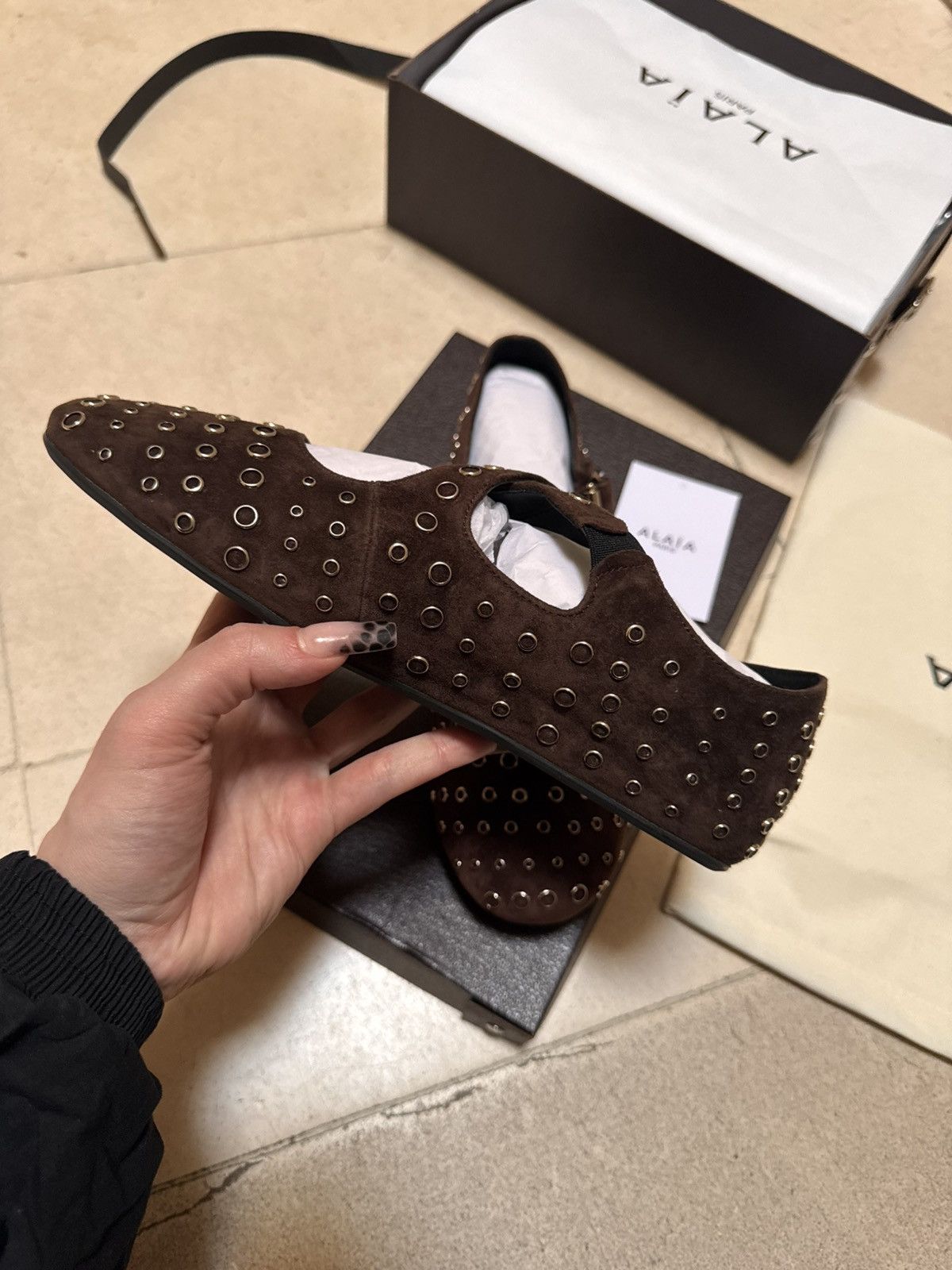Alaia Alaïa Ebene criss cross ballet flats 39 Size US 8 / IT 38 - 3 Thumbnail