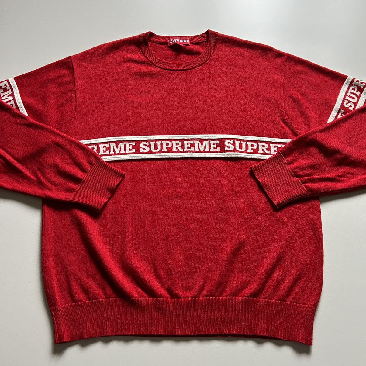 Supreme Supreme Logo Stripe Knit Top Red Men’s Medium Rare Size US M / EU 48-50 / 2 - 2 Thumbnail