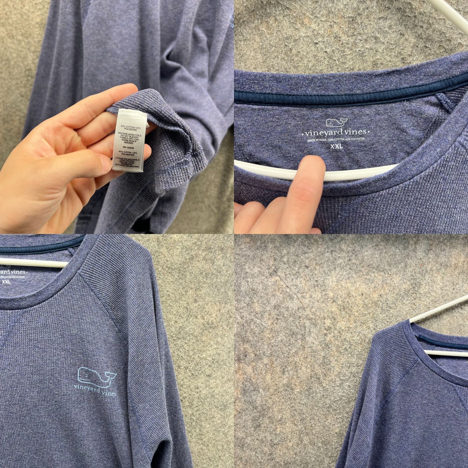 Vineyard Vines Vineyard Vines Shirt Mens 2XL Blue Whale Logo Long Sleeve Waffle Knit Cotton Size US XXL / EU 58 / 5 - 8 Thumbnail