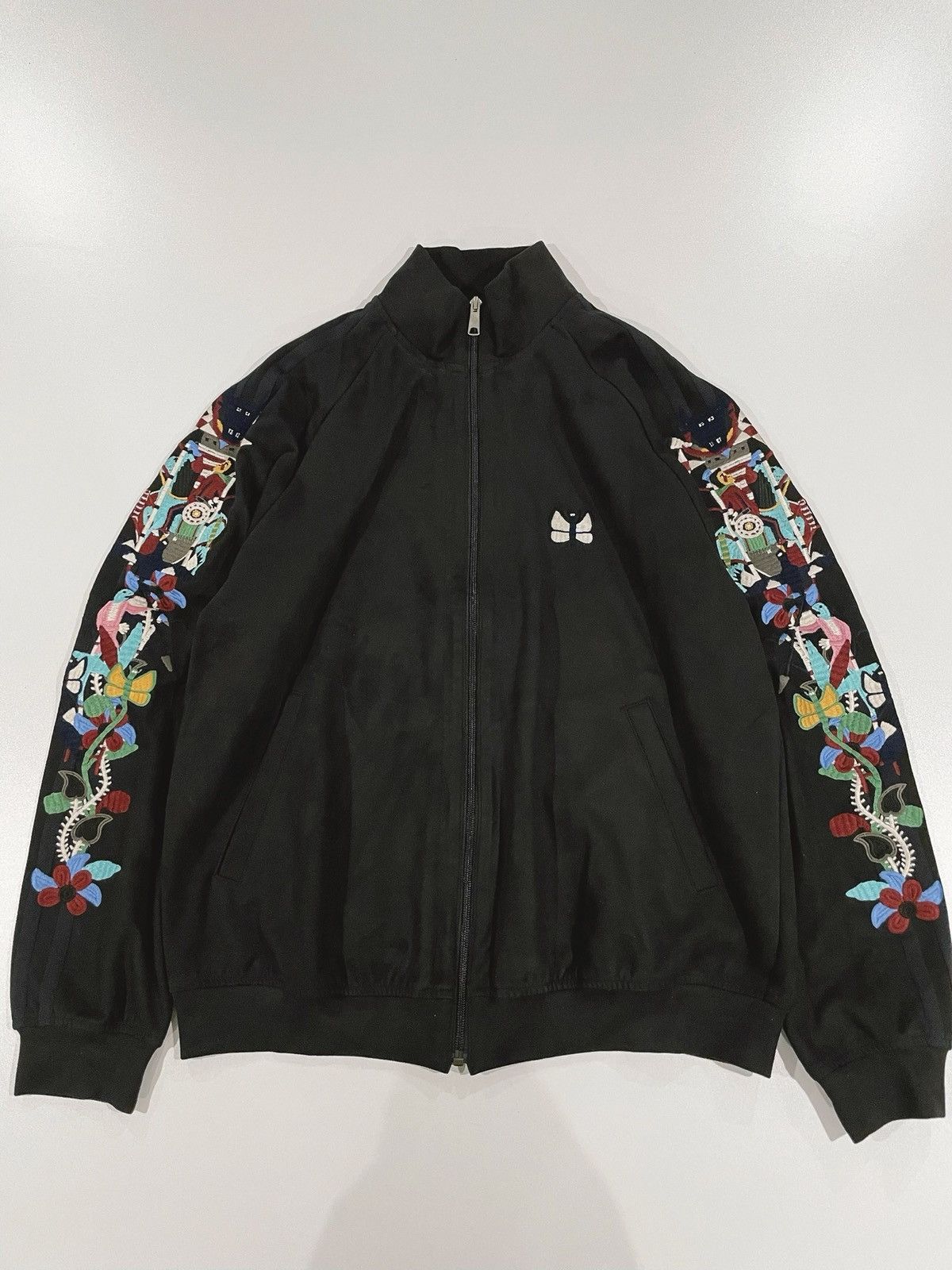 Doublet Doublet black chaos embroidery suede track jacket | Grailed