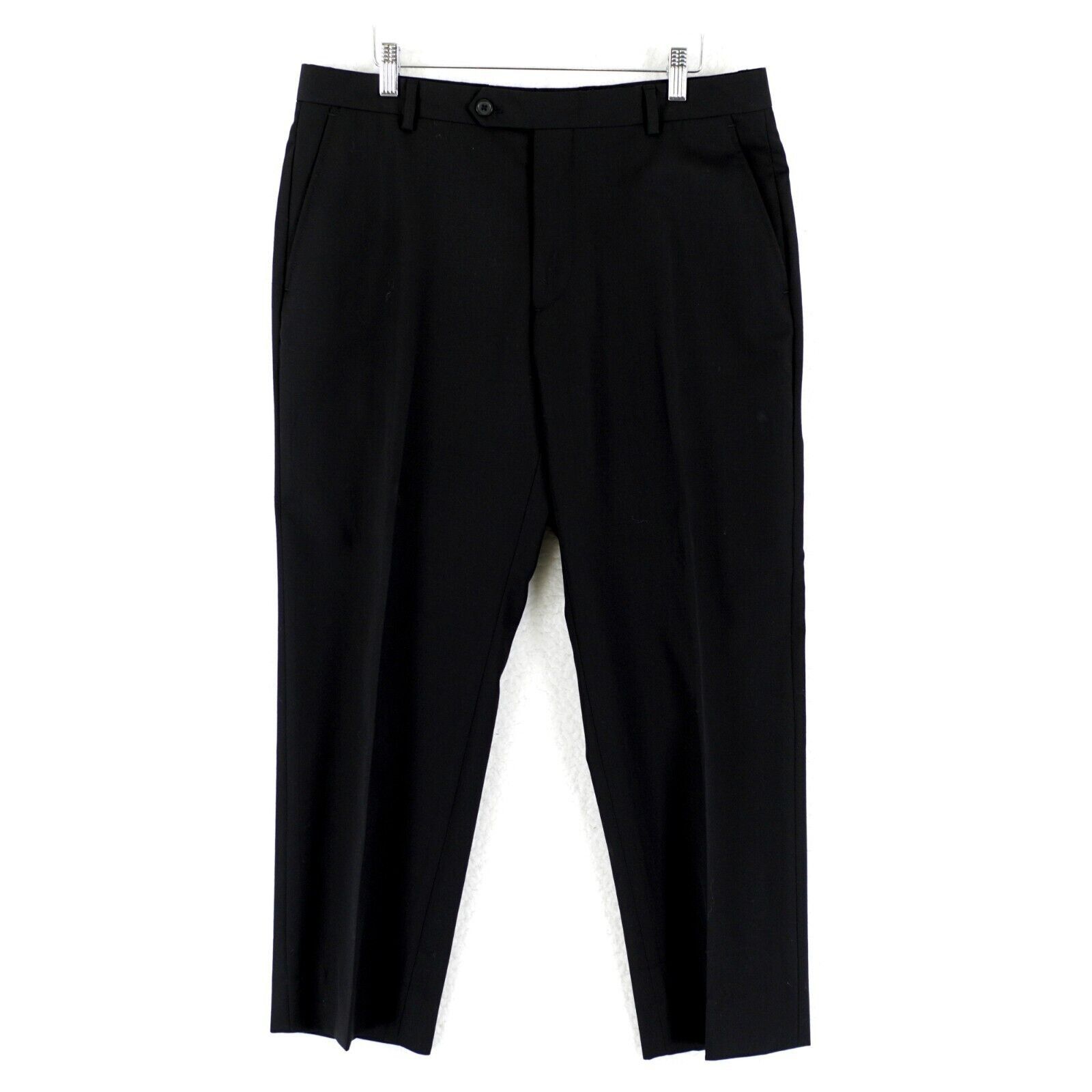 Pronto Uomo Pronto Uomo Wool Black Flat Front Mid Rise Paritally Lined D Size 34R - 1 Thumbnail
