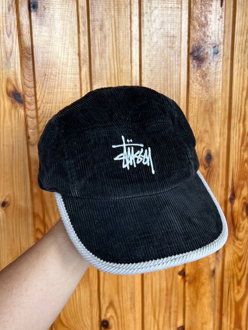Stussy × Vintage Vintage Stussy Logo Corduroy 5 Panel Hat Y2K Leather strap Size ONE SIZE - 3 Thumbnail