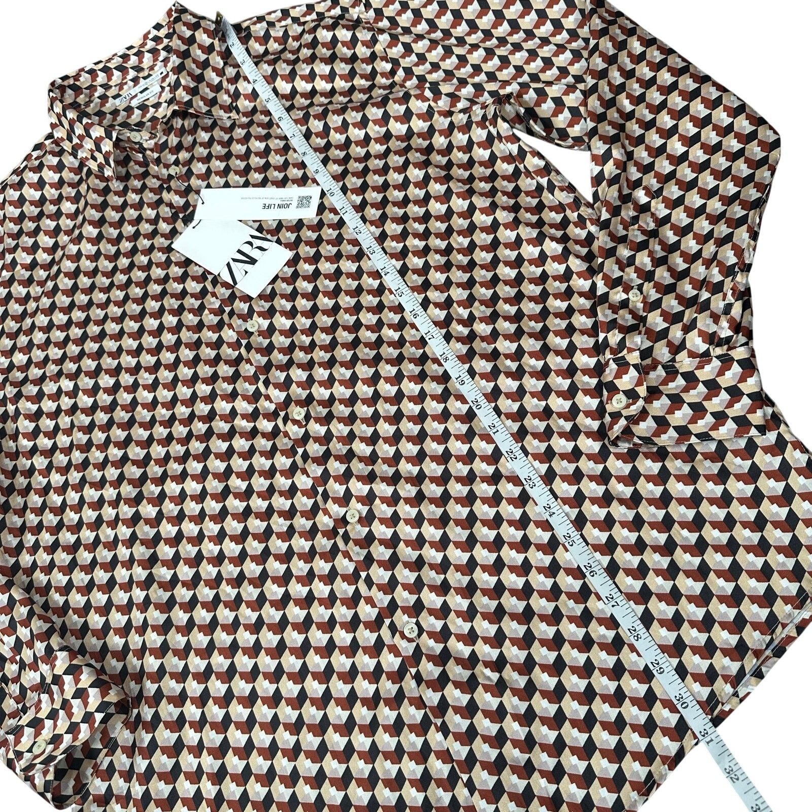 Zara Zara Regular Fit Geometric Print Button Down Shirt Size XL Size US XL / EU 56 / 4 - 4 Thumbnail