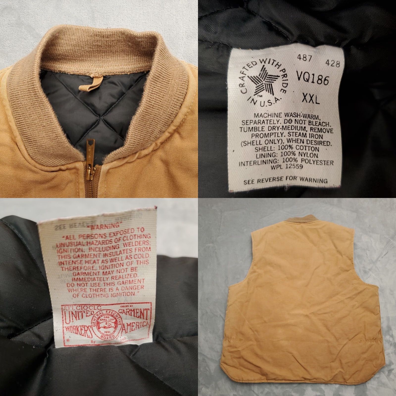 Carhartt VINTAGE Carhartt Vest Mens 2XL Brown Quilt Lined Duck Canvas Workwear VQ186 USA Size US XXL / EU 58 / 5 - 8 Thumbnail