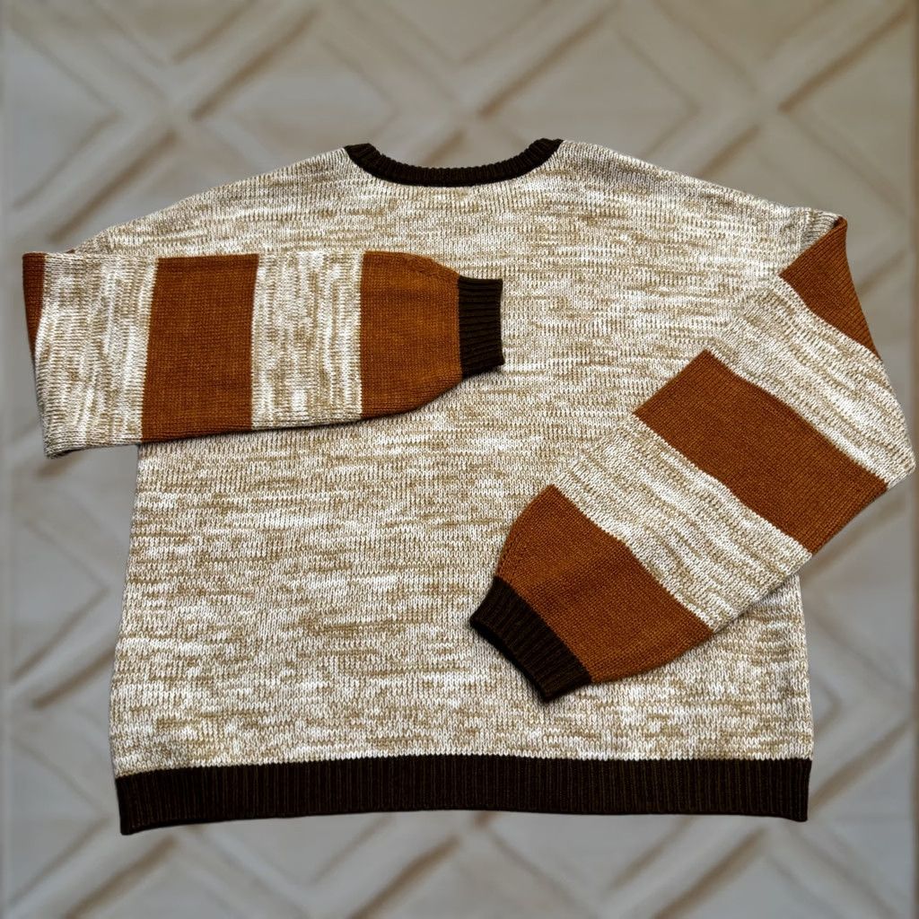 Brixton Brixton Monterey Mojave Striped Pullover Sweater Womens Medium Brown Balloon Sleeve Knit Pullover Size M / US 6-8 / IT 42-44 - 1 Thumbnail