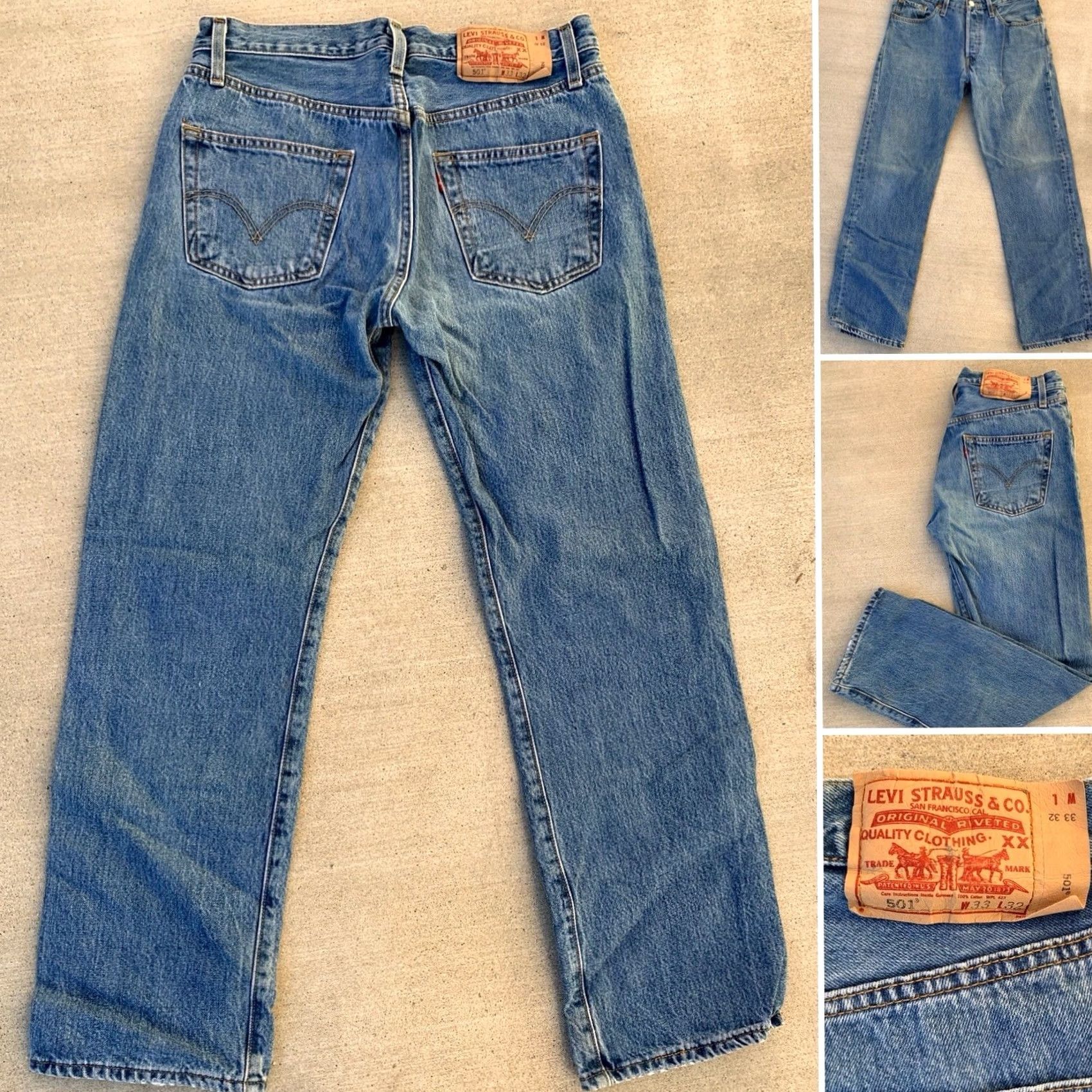 Levi's VINTAGE Levi's 501 Jeans Button Fly Regular Size 33 Men Blue Denim 5-Pocket 31.75 Inseam 33.5 W 32 Measures 31.75 retro 90s Mens Size US 33 - 4 Thumbnail