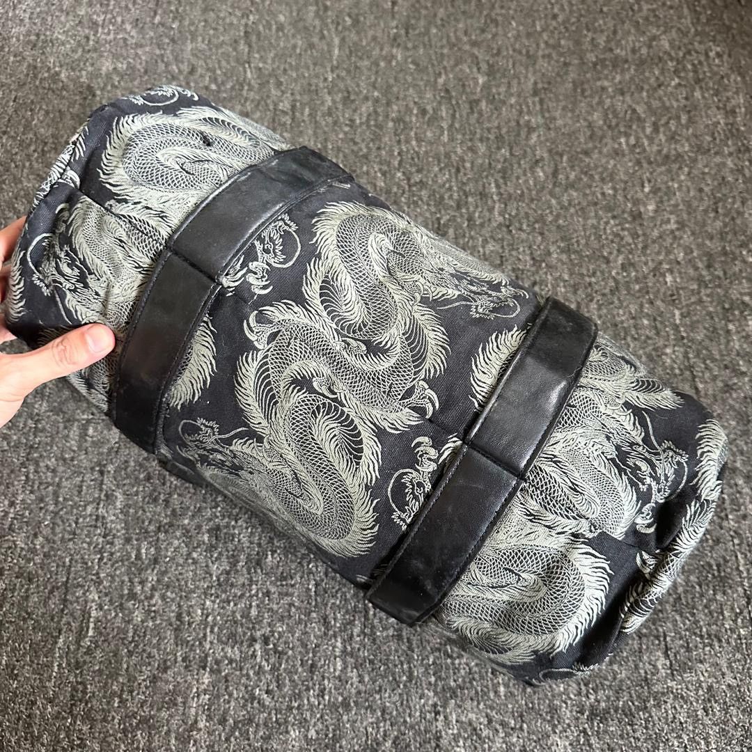 Leather Vintage Shin & Company Dragon Canvas Leather Punk Duffle Bag Size ONE SIZE - 4 Thumbnail