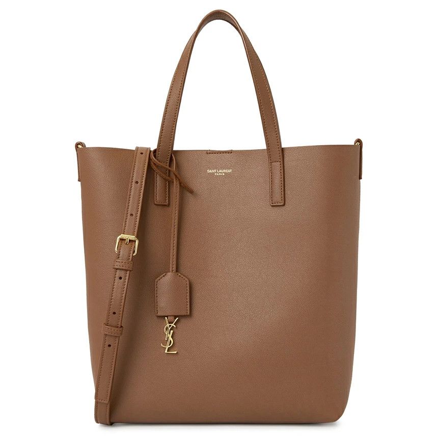 image of YVES Saint Laurent Tote Shoulder Bag Leather Brown, Women's