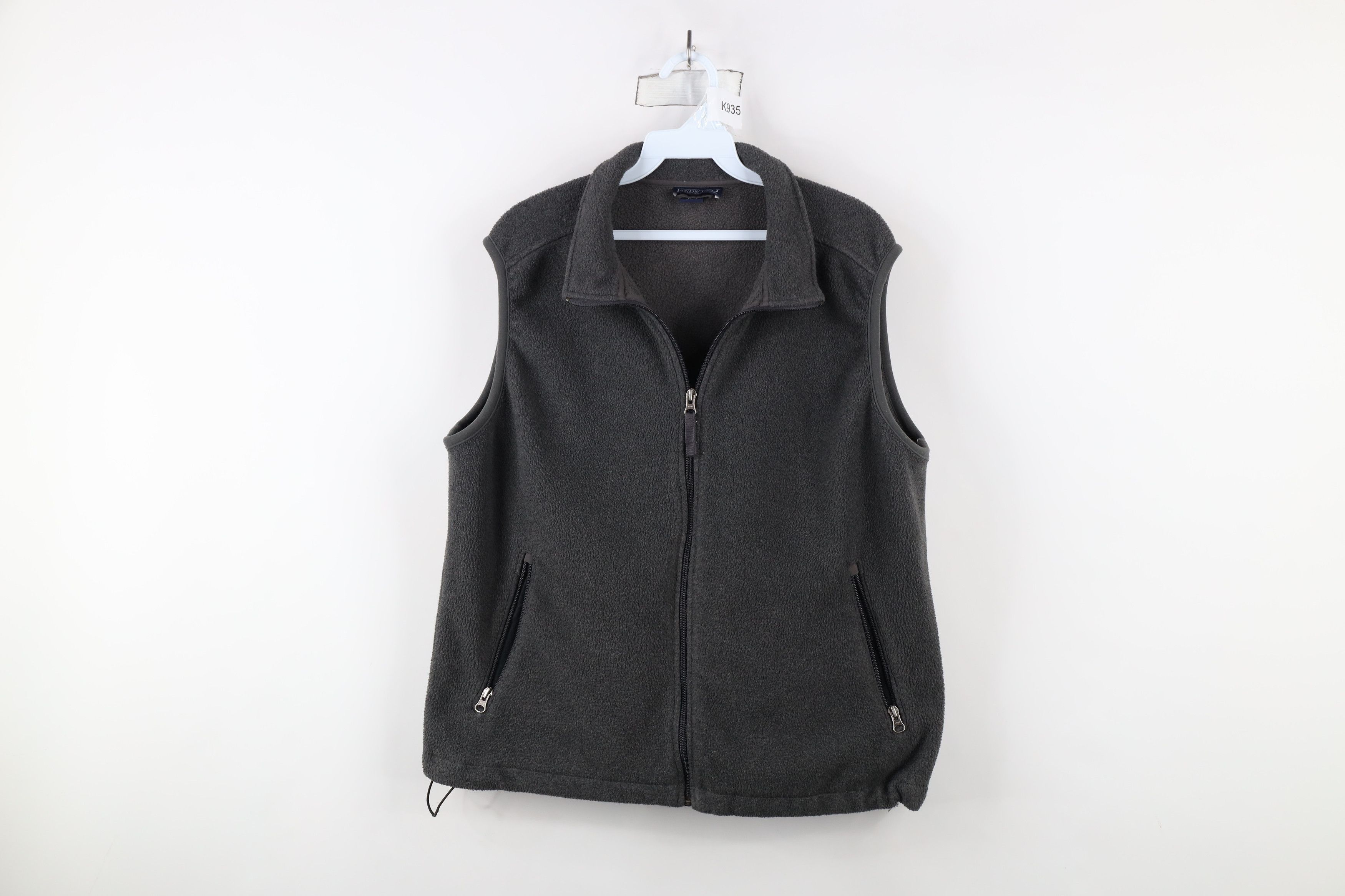 Lands' End × Vintage Vintage 90s Lands End Blank Fleece Vest Jacket Gray USA Size L / US 10 / IT 46 - 1 Thumbnail