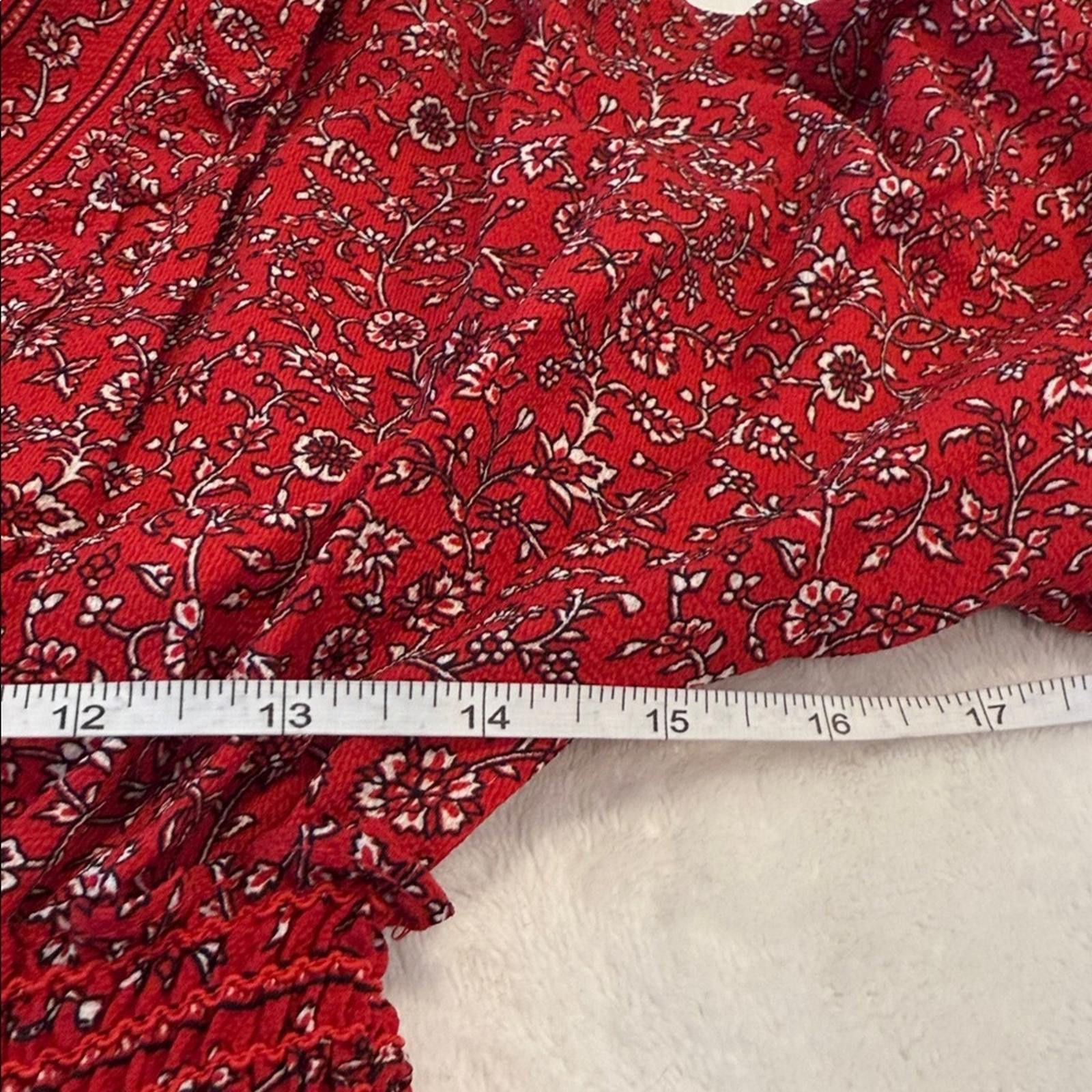 Other Max Studio Red Floral tiered maxi dress puffy sleeves SZ SM Size S / US 4 / IT 40 - 8 Thumbnail