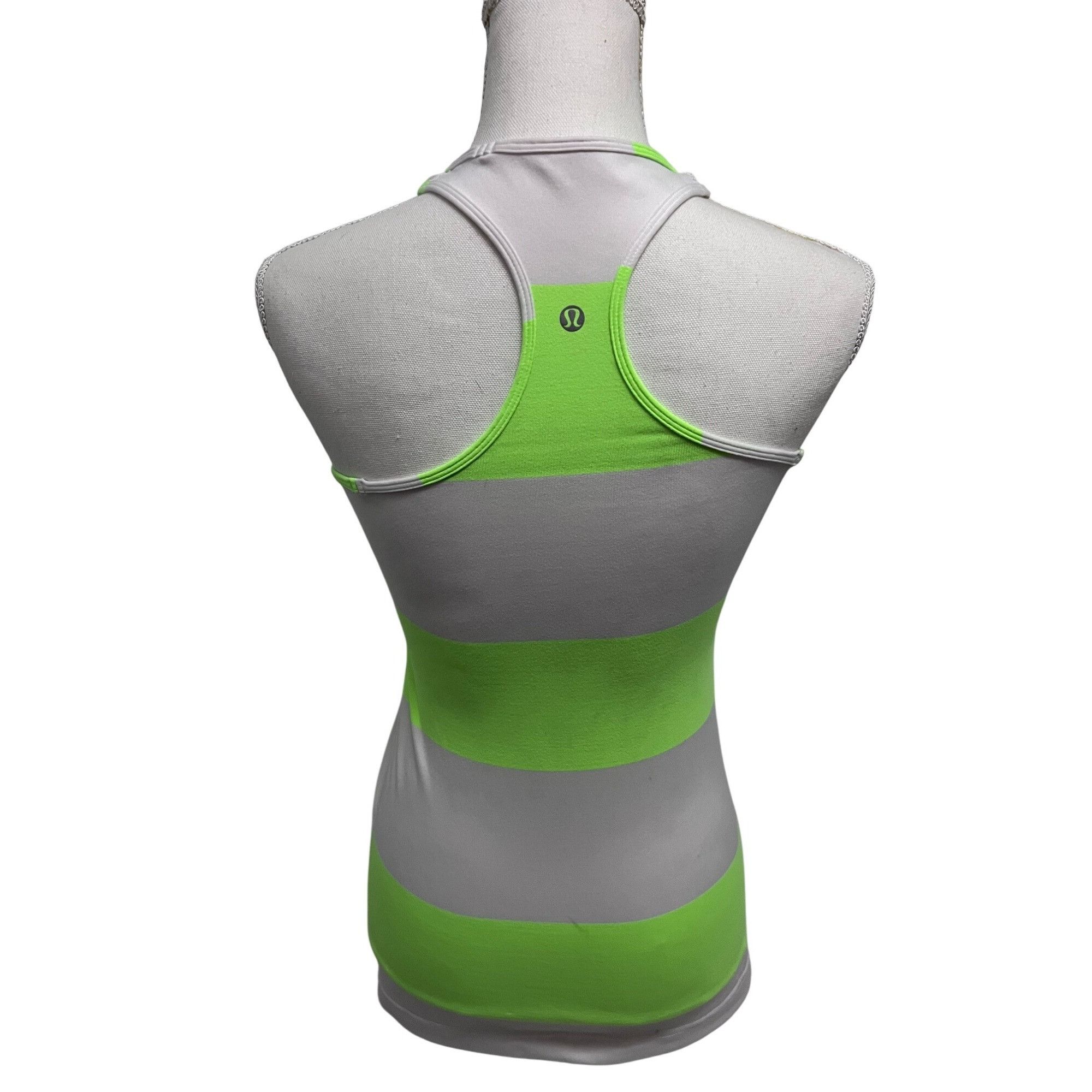 Lululemon Lululemon Womens Green White Striped Racerback Fitted Tank T Size S / US 4 / IT 40 - 2 Thumbnail
