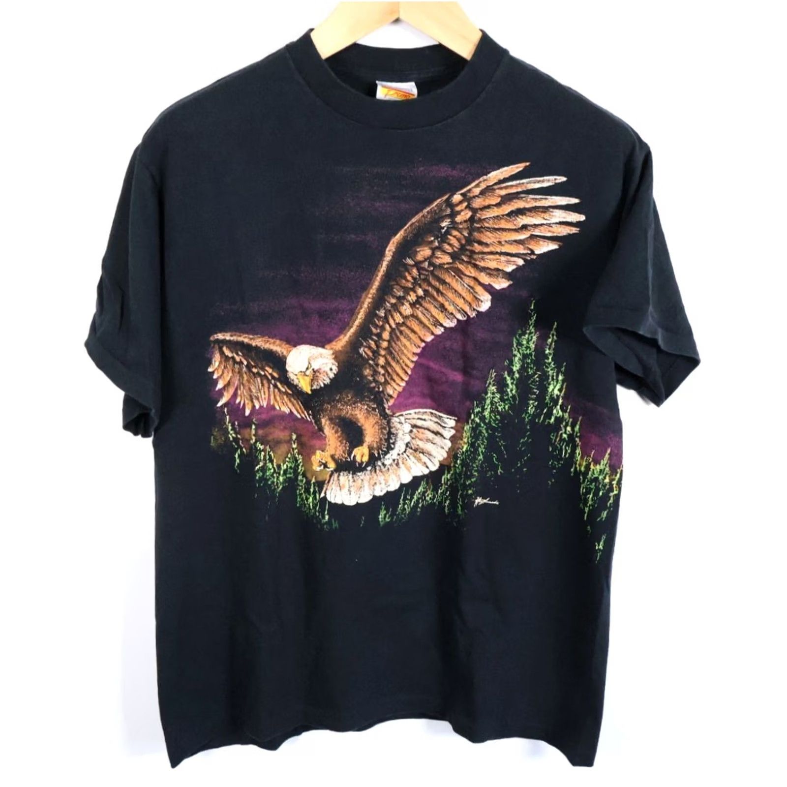 Elwood VINTAGE Hazelwood 90s Bald Eagle T-Shirt Men M Black Double-Sided Short Sleeve Crew Neck Cotton Graphic Print Size US M / EU 48-50 / 2 - 2 Thumbnail