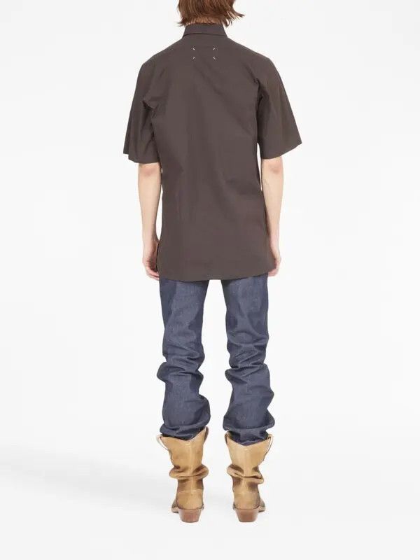 Maison Margiela o1w1db11225 Four-stitch Short-sleeve Shirt Chocolate Brown Size US M / EU 48-50 / 2 - 3 Thumbnail