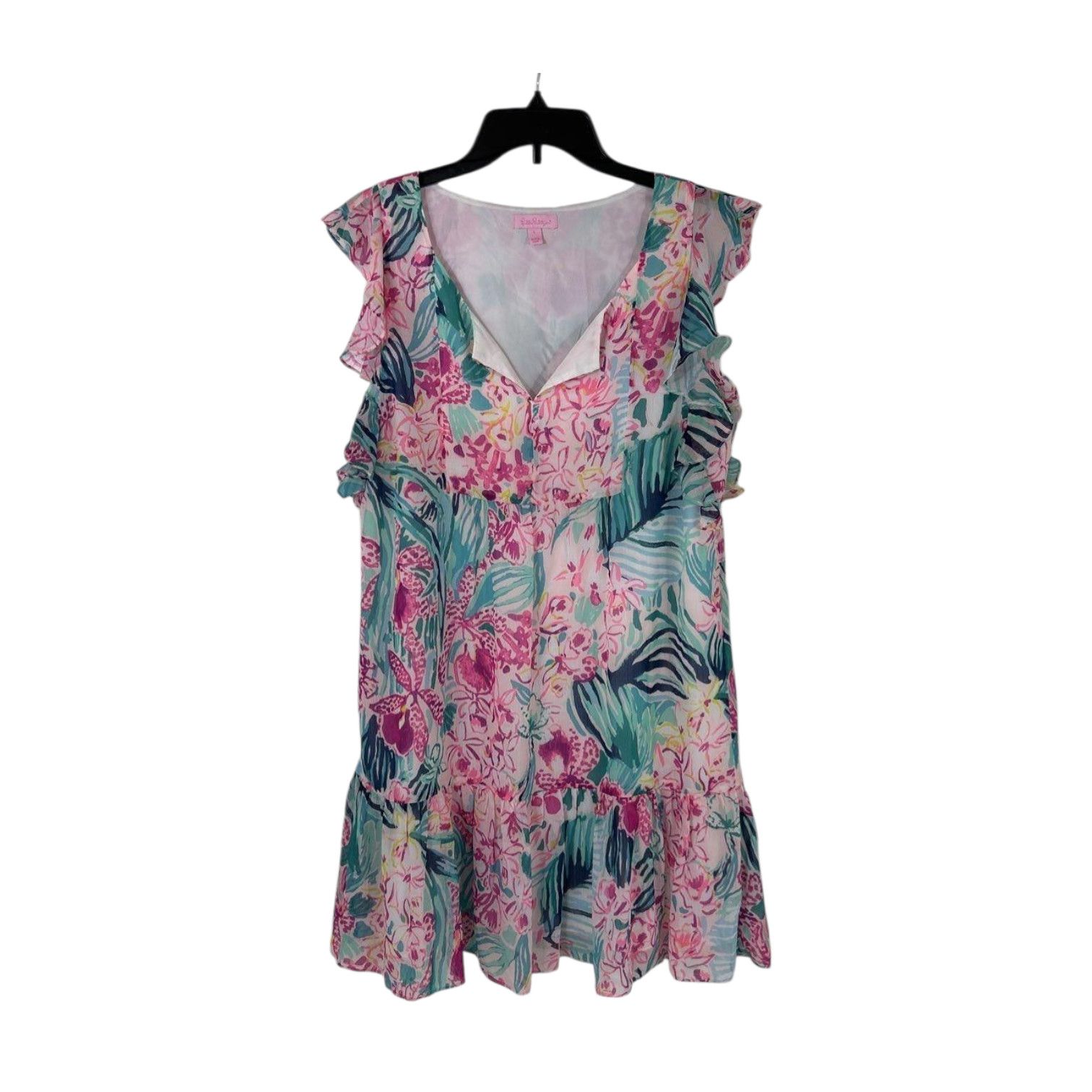 Lilly Pulitzer Lily Pulitzer Nora multi via flora Pink Floral Casual Dress Size L / US 10 / IT 46 - 1 Thumbnail