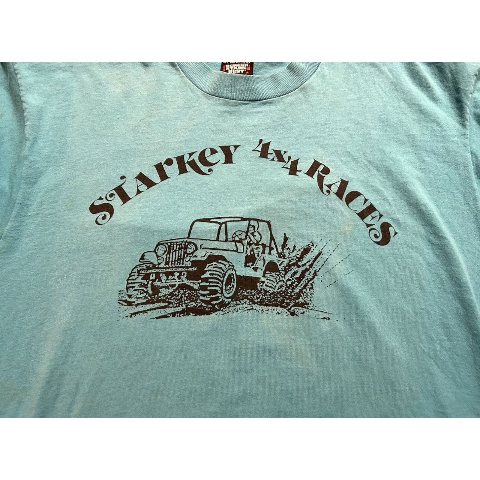 Jeep VTG Starkey 4x4 Races Men’s T-Shirt XL Blue Jeep 1990s Vintage Regular Short Sleeve Stitch XLT-Shirt Mens Size US XL / EU 56 / 4 - 3 Thumbnail